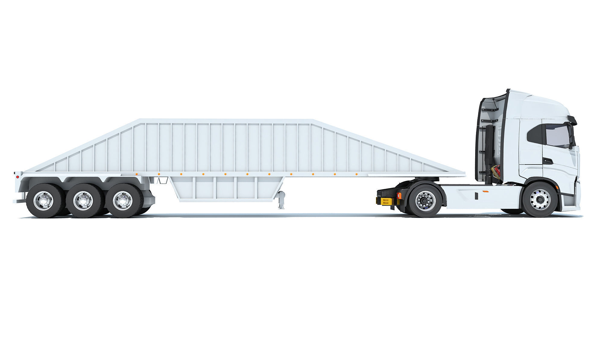 Heavy Truck with Bottom Dump Trailer 3D model_6