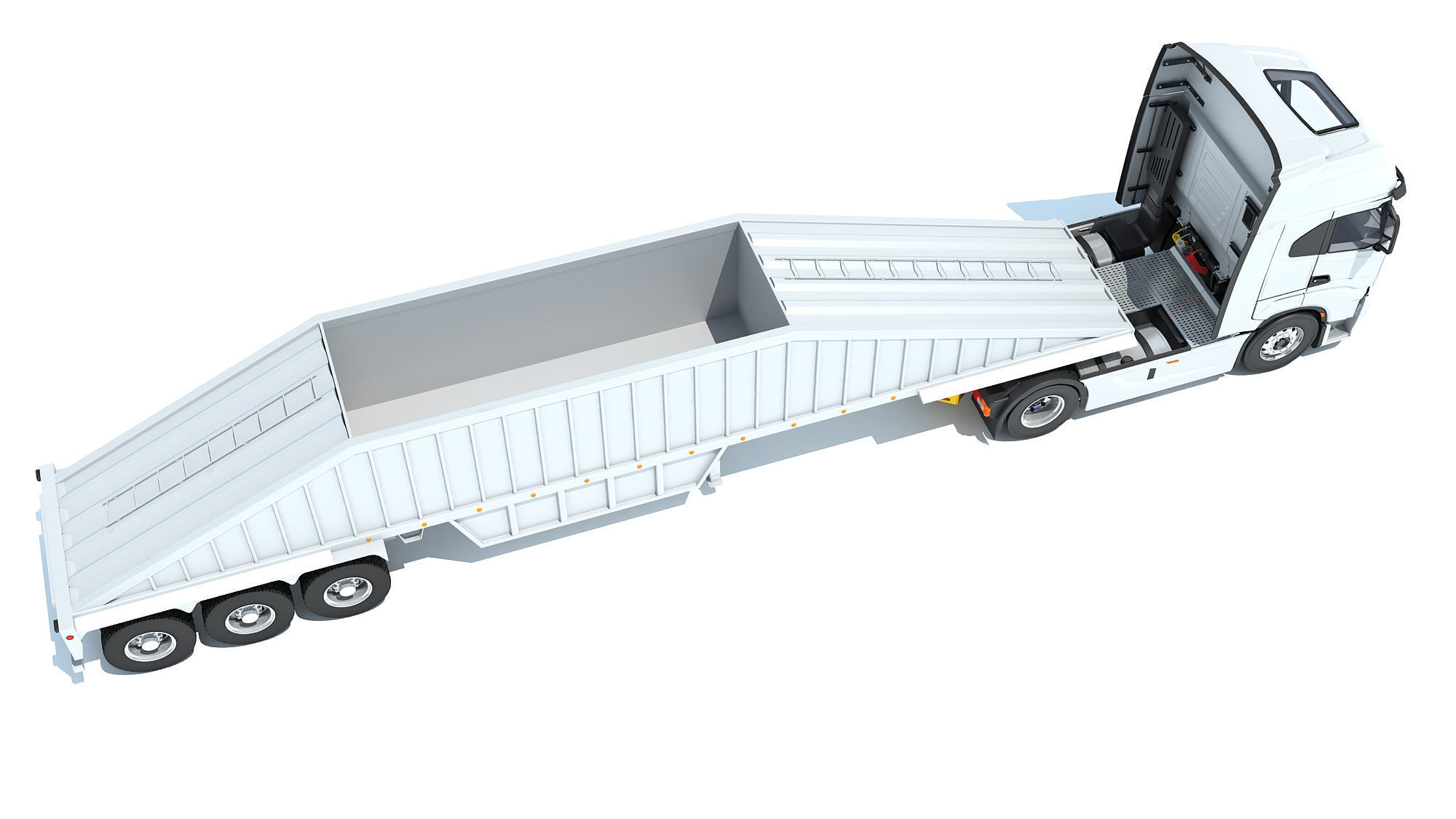 Heavy Truck with Bottom Dump Trailer 3D model_7