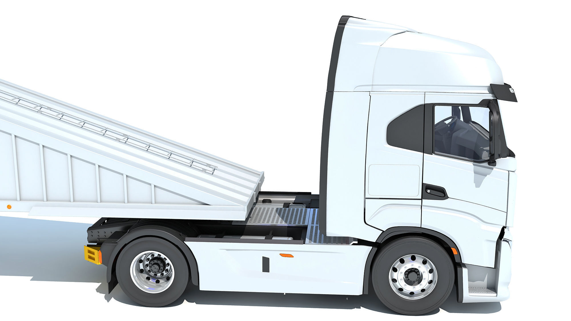 Heavy Truck with Bottom Dump Trailer 3D model_14