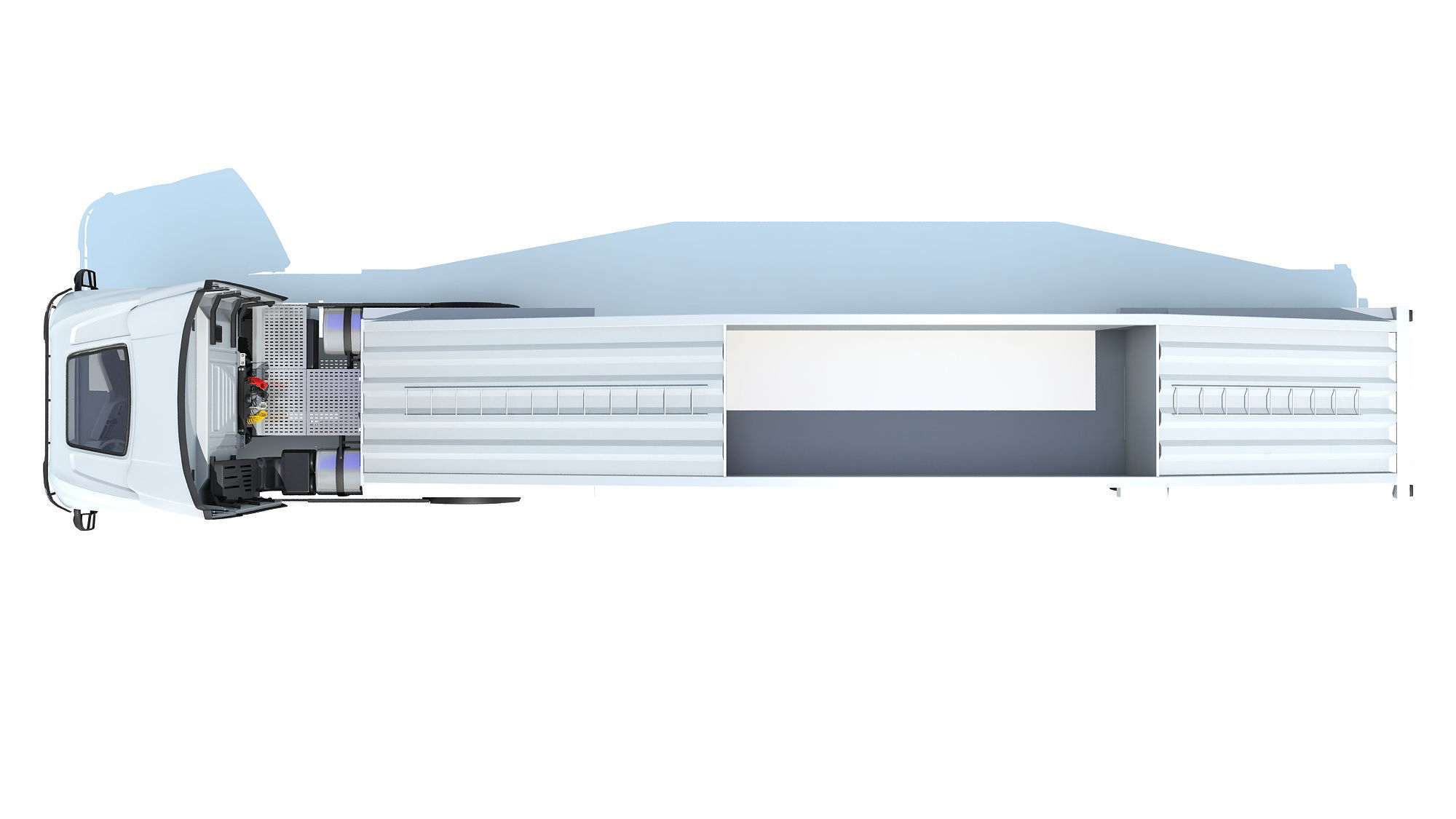 Heavy Truck with Bottom Dump Trailer 3D model_11