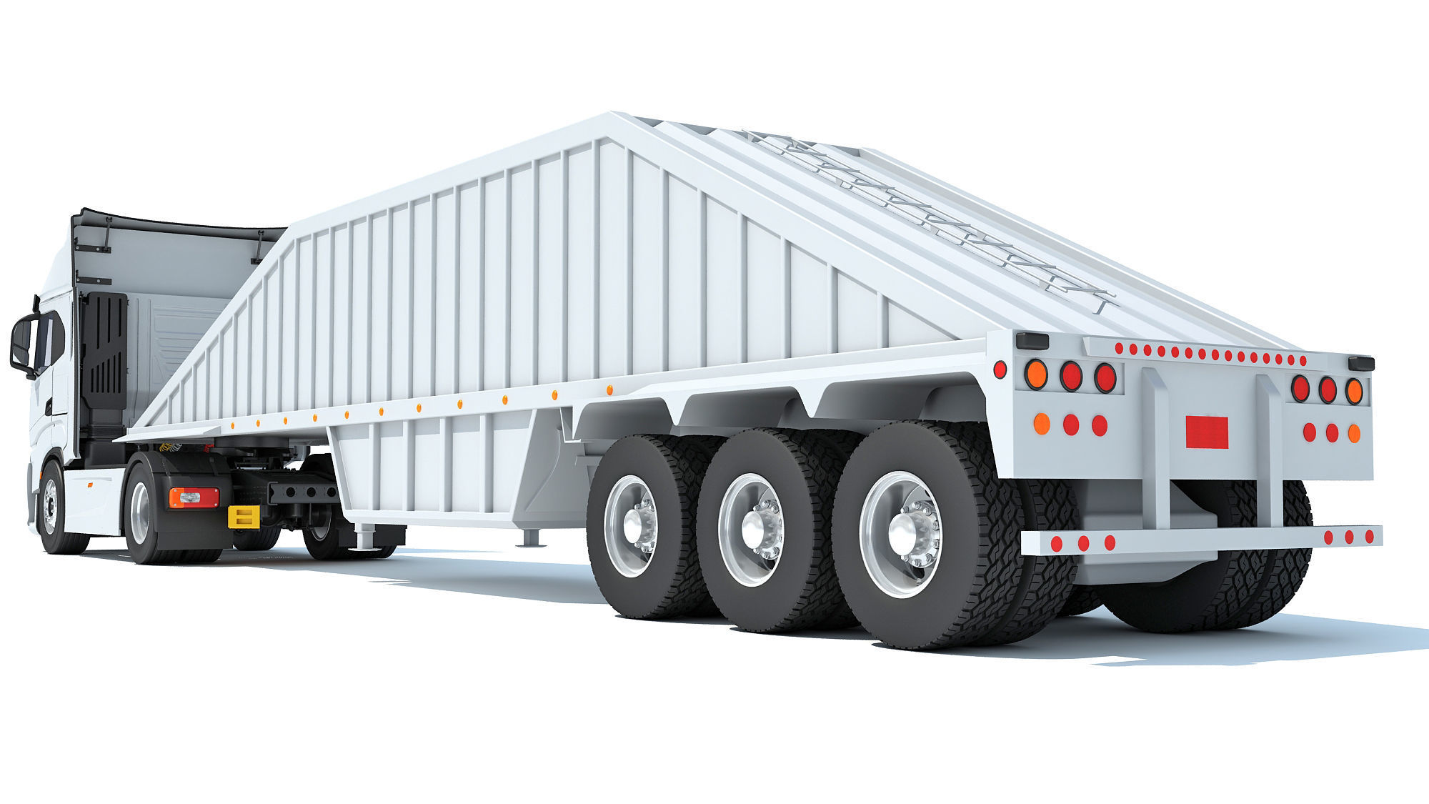 Heavy Truck with Bottom Dump Trailer 3D model_4