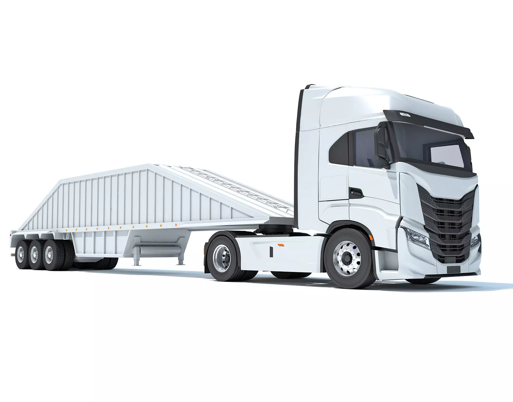 Heavy Truck with Bottom Dump Trailer 3D model_0