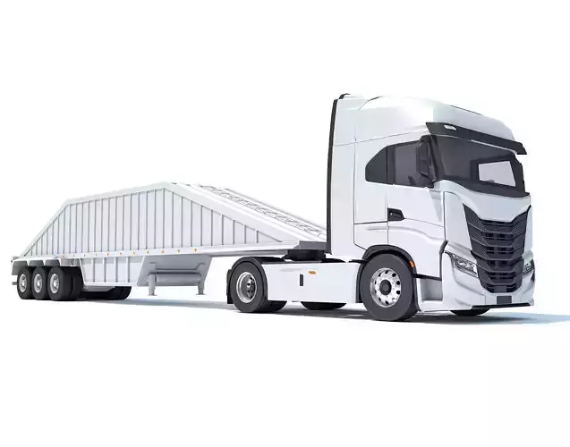 Heavy Truck with Bottom Dump Trailer 3D model