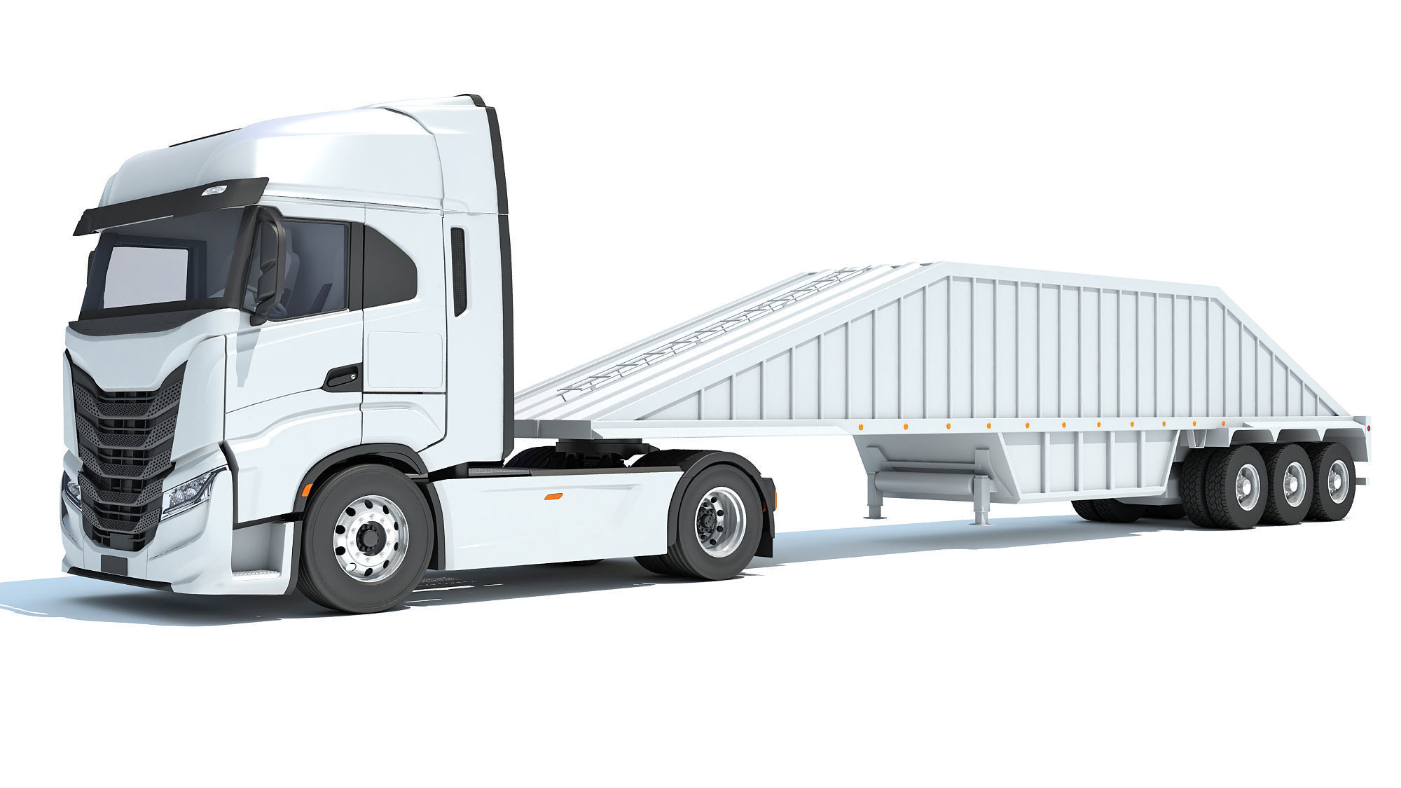 Heavy Truck with Bottom Dump Trailer 3D model_1