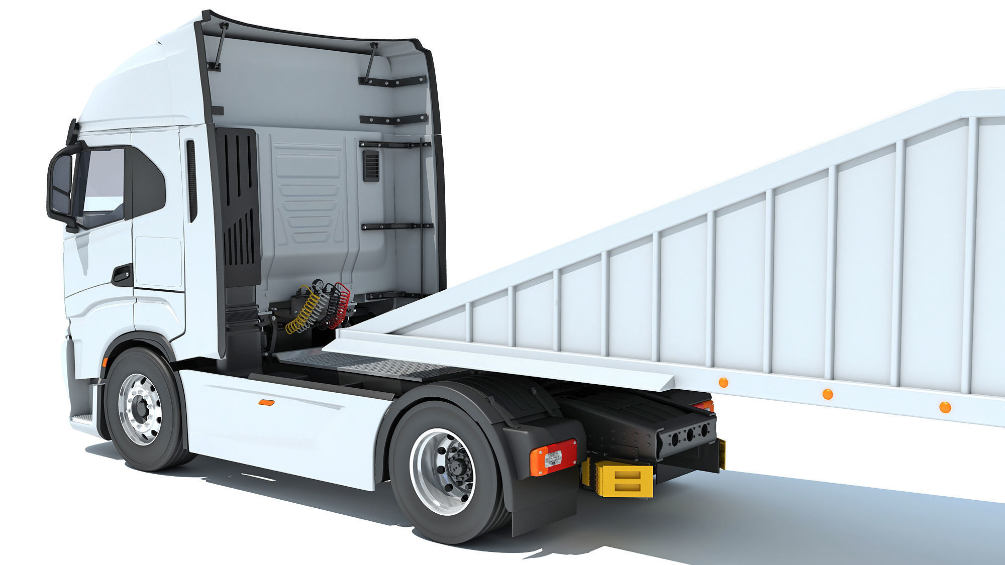 Heavy Truck with Bottom Dump Trailer 3D model_13