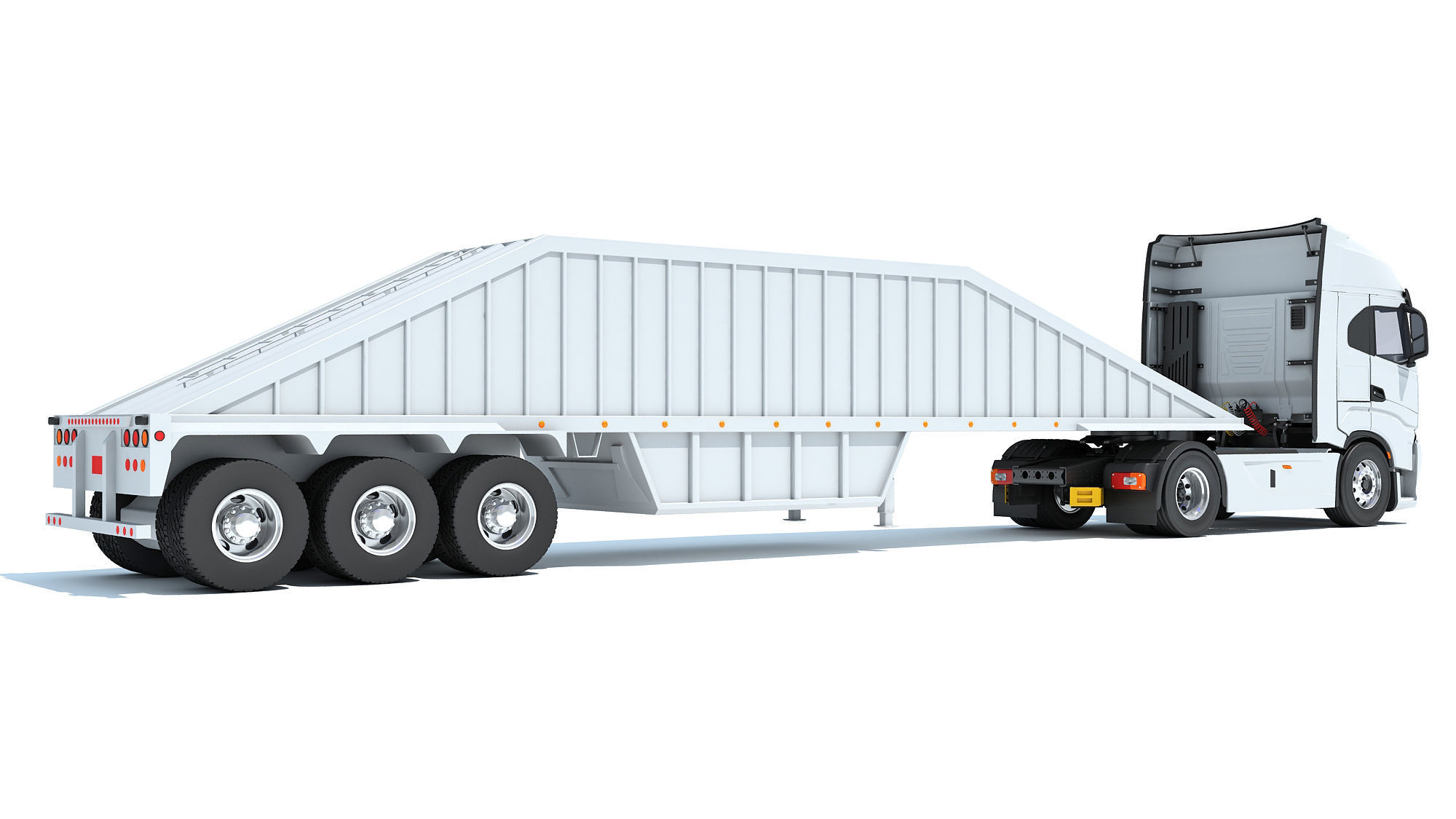 Heavy Truck with Bottom Dump Trailer 3D model_5