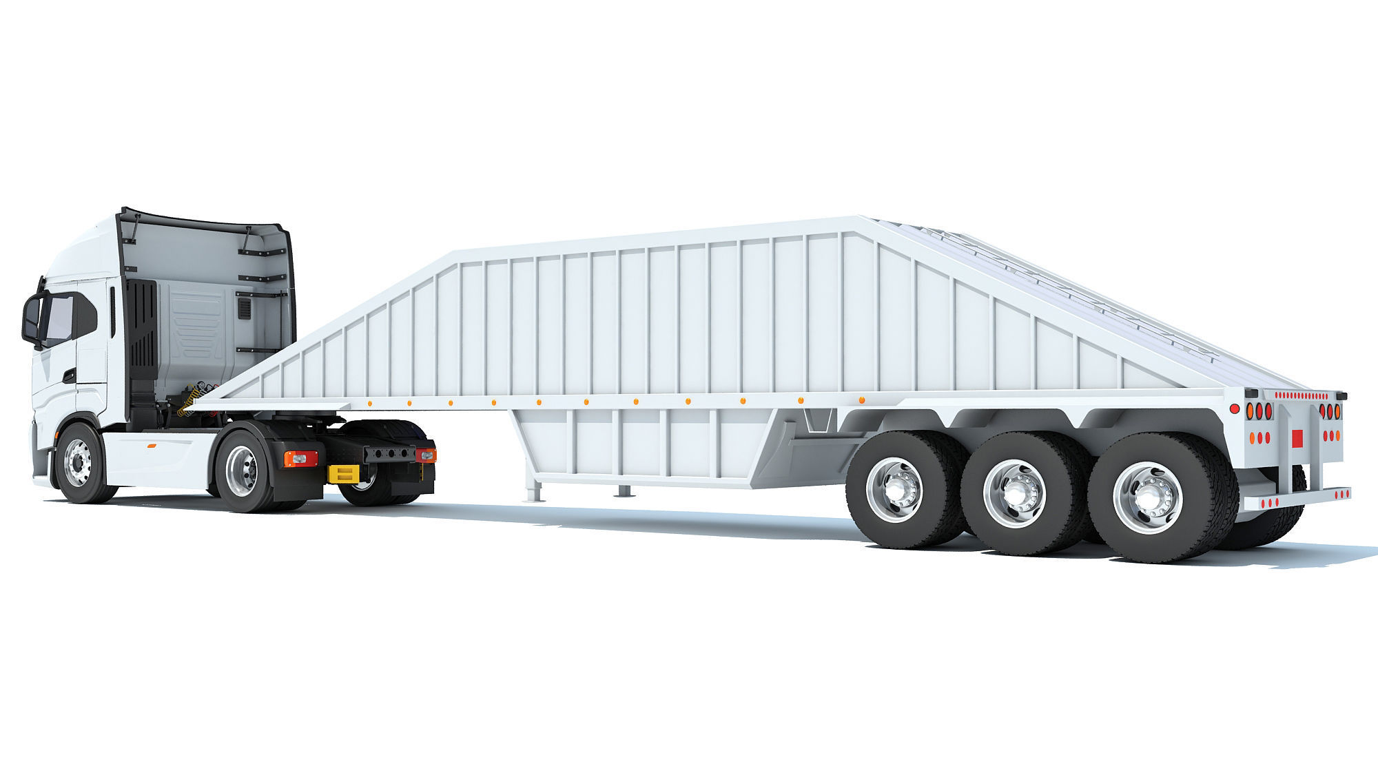 Heavy Truck with Bottom Dump Trailer 3D model_3