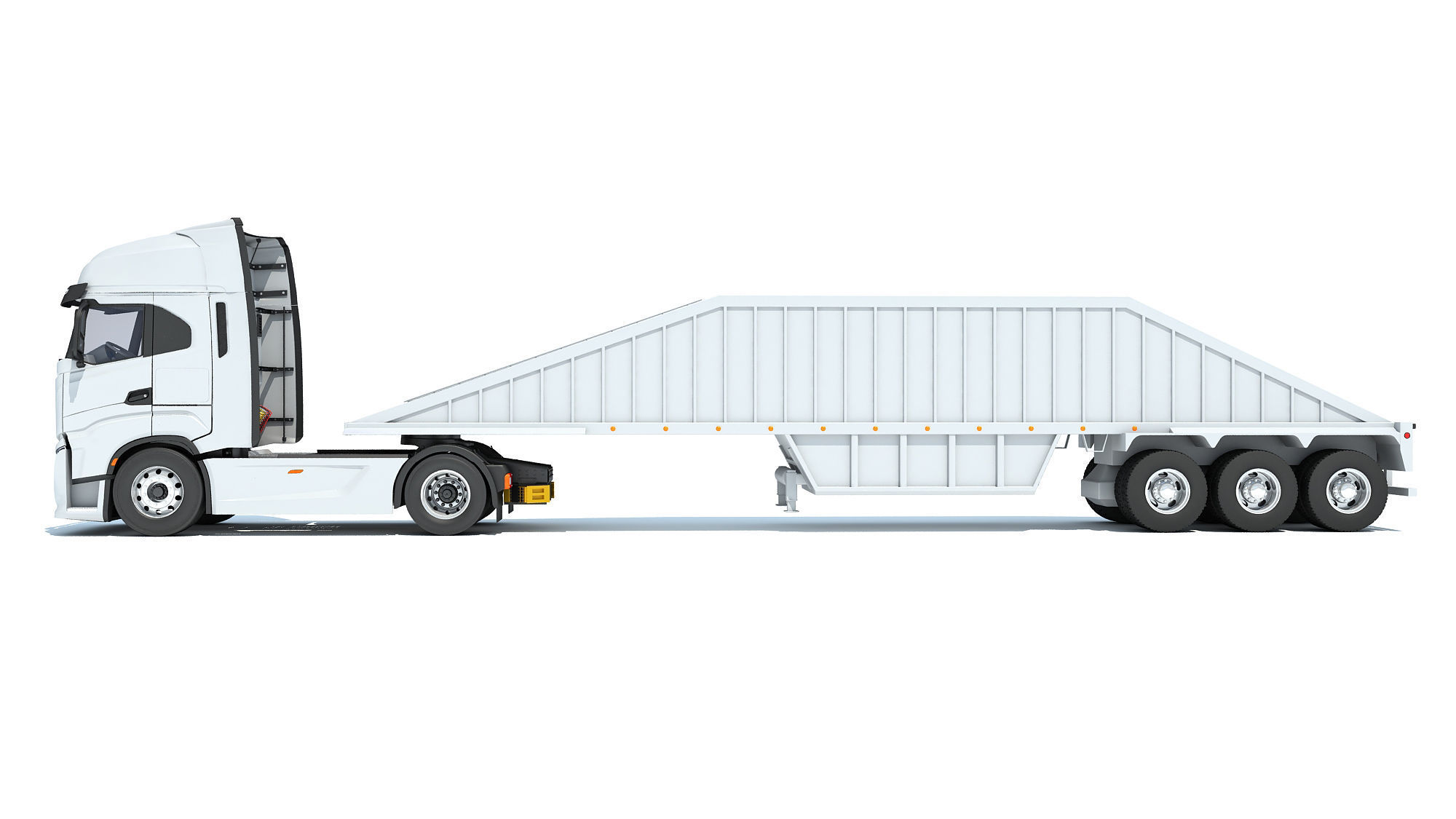 Heavy Truck with Bottom Dump Trailer 3D model_2