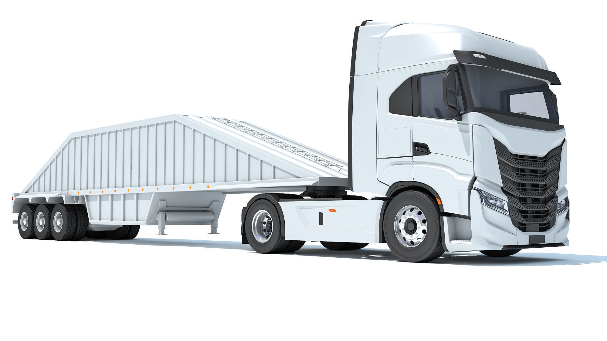 Heavy Truck with Bottom Dump Trailer 3D model_9