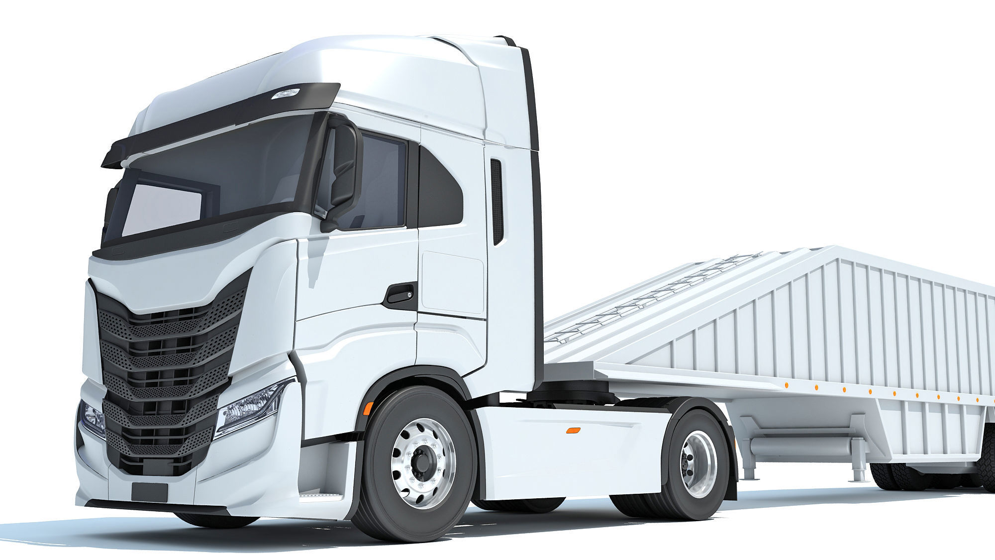 Heavy Truck with Bottom Dump Trailer 3D model_12