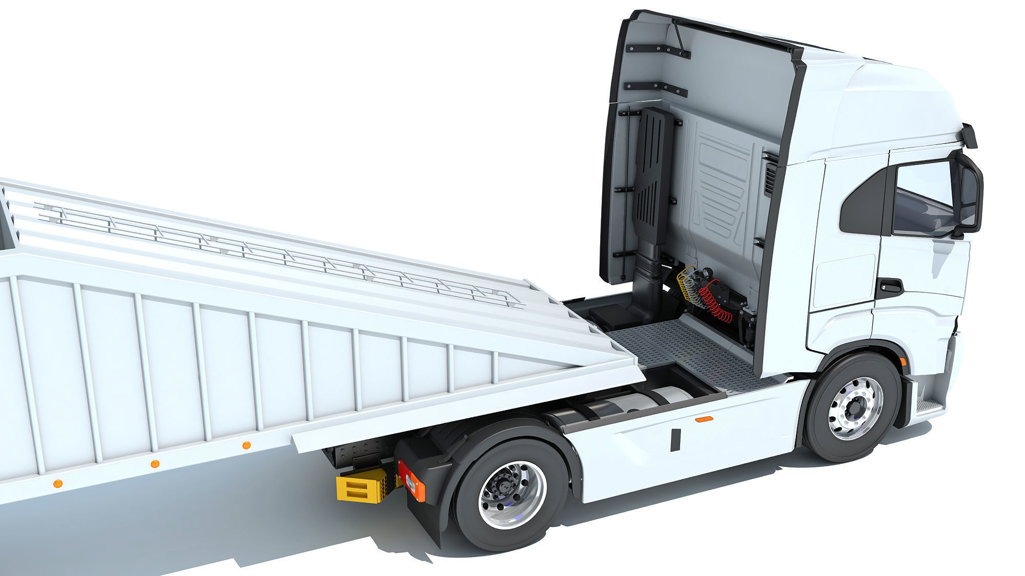 Heavy Truck with Bottom Dump Trailer 3D model_16