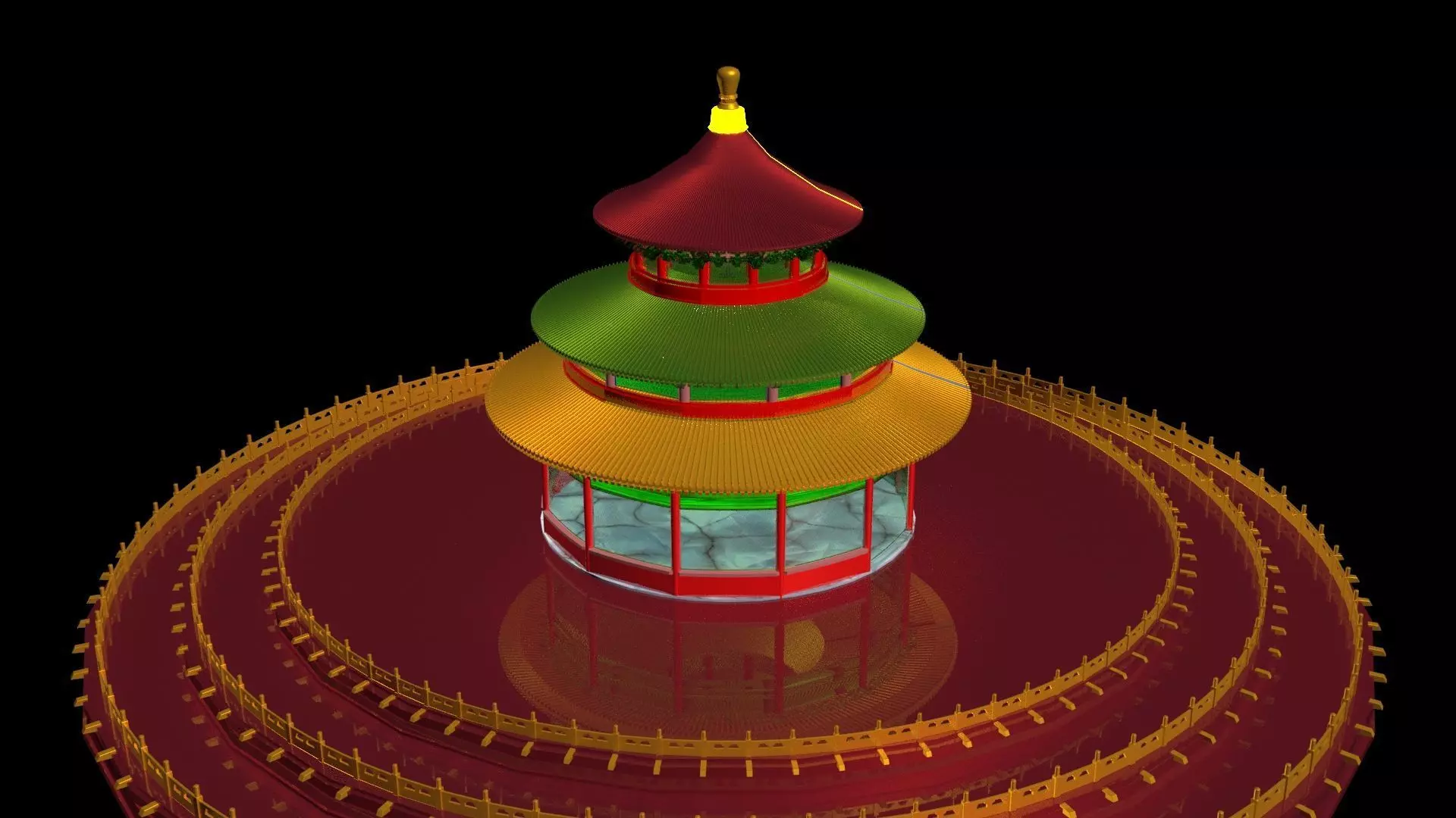 Chinese crystal glass ancient temple 3D model