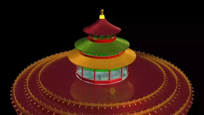 Chinese crystal glass  ancient temple 