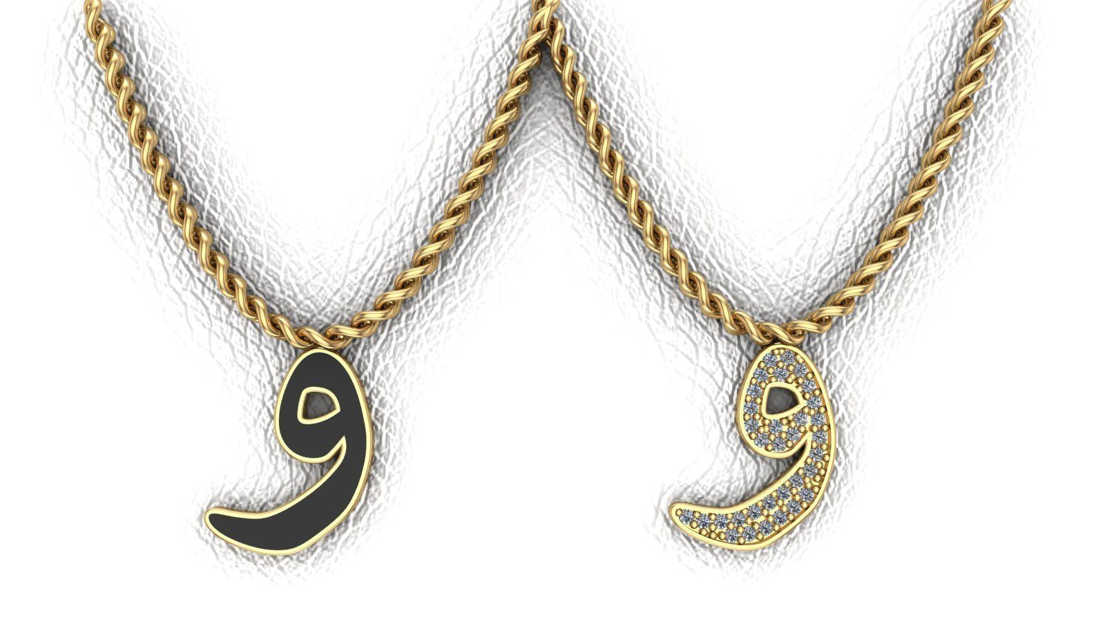 Arabic letters for medals and bracelets 3D print model_1