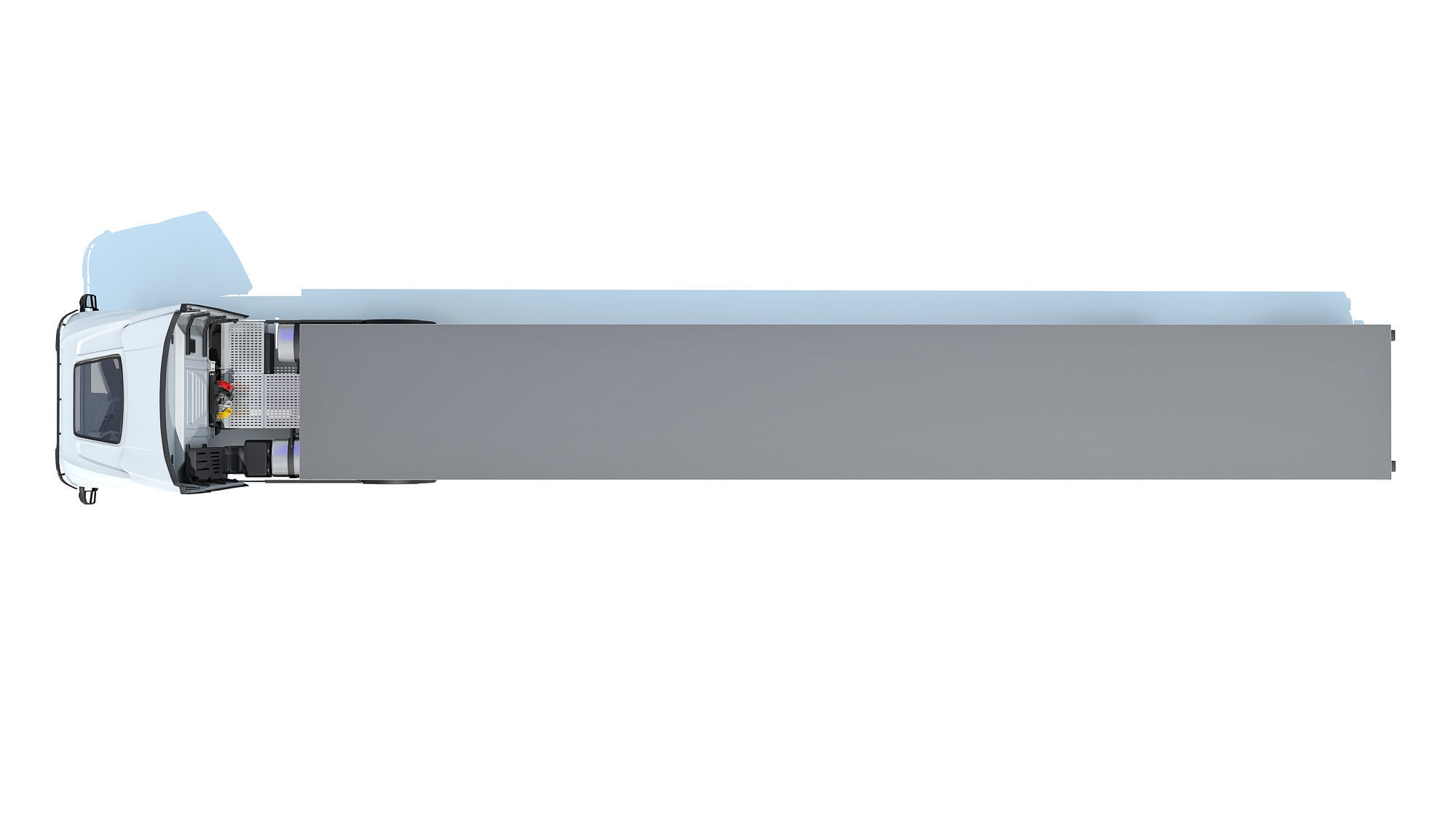 Semi Truck with Flatbed Trailer 3D model_11