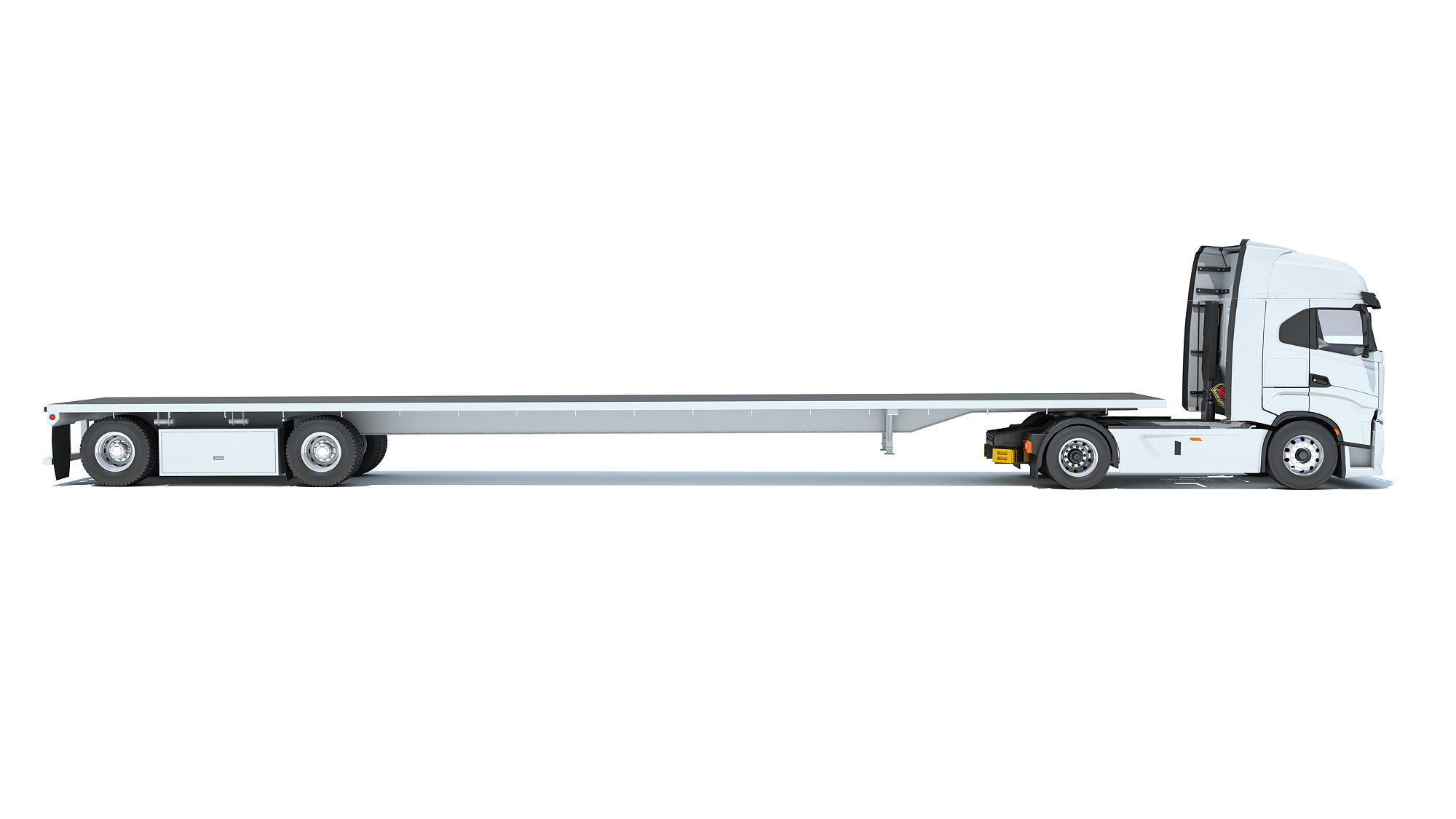 Semi Truck with Flatbed Trailer 3D model_6
