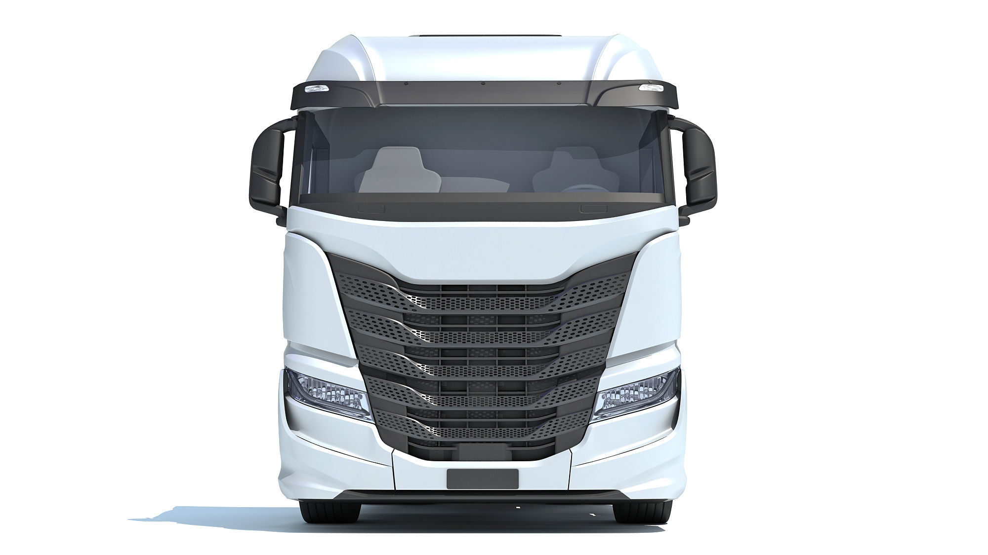 Semi Truck with Flatbed Trailer 3D model_10