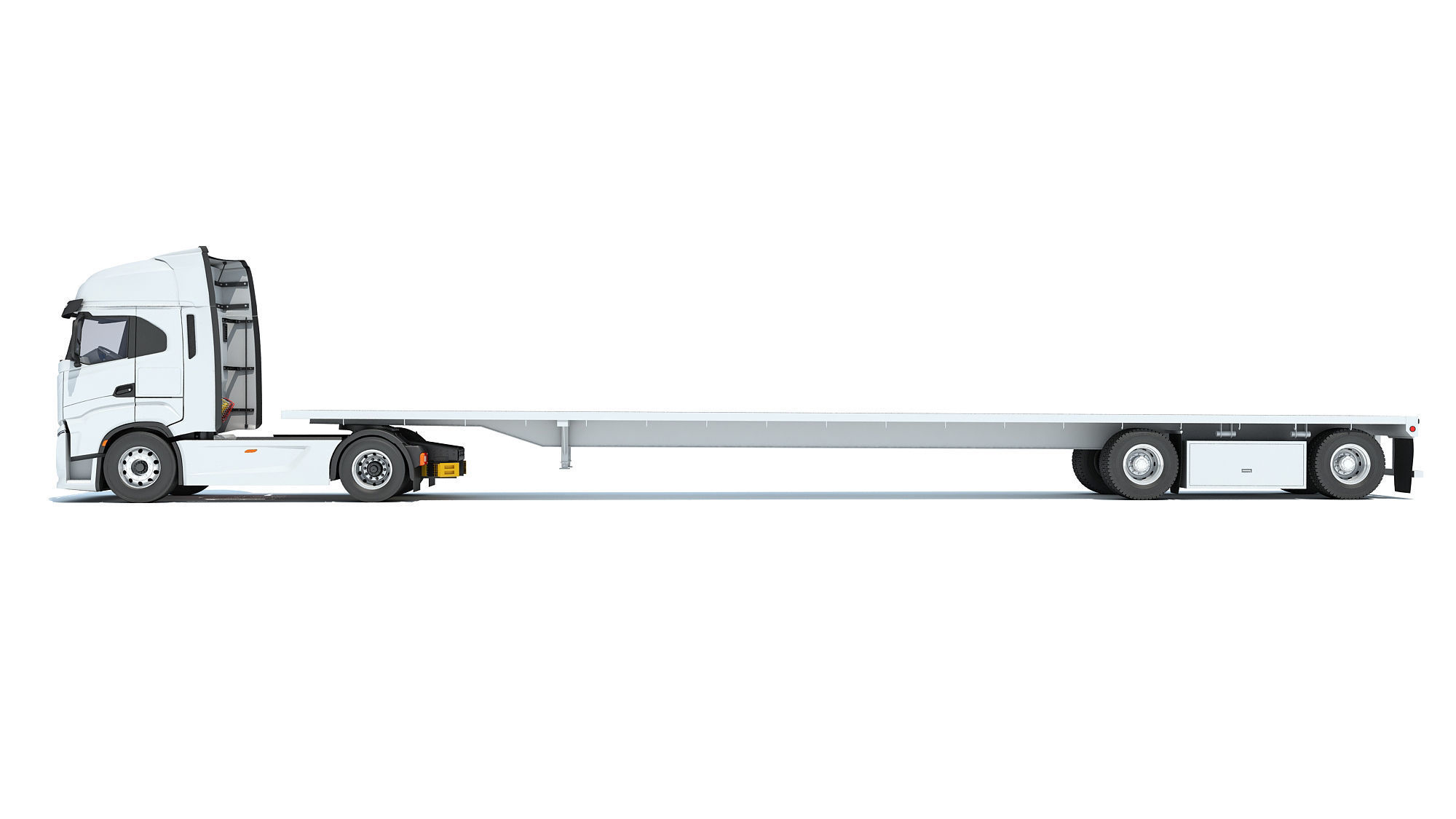 Semi Truck with Flatbed Trailer 3D model_2