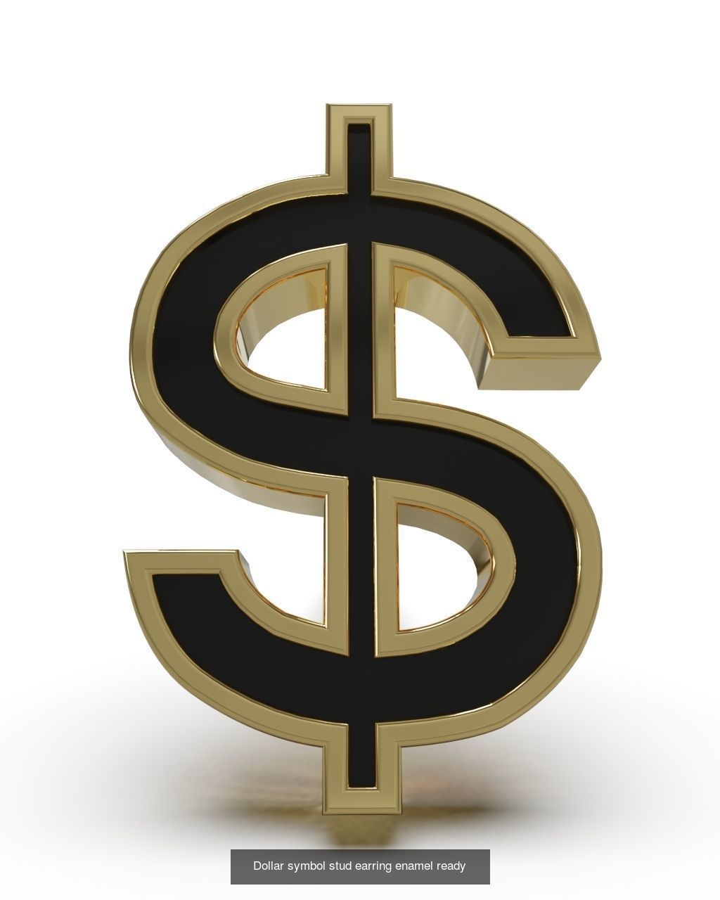 US Dollar currency symbol stud earring 3D Model Collection_2