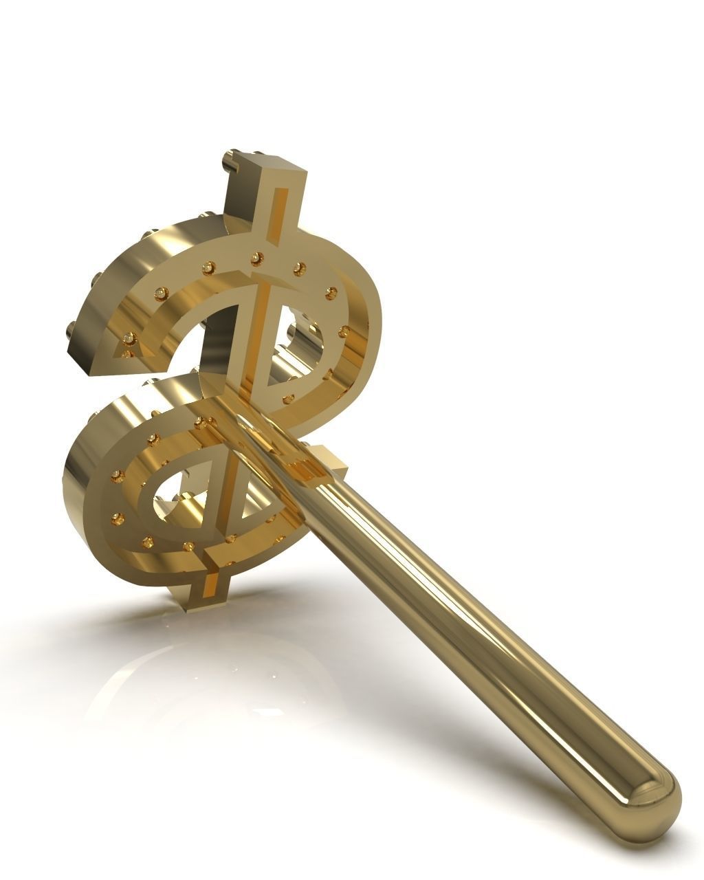 US Dollar currency symbol stud earring 3D Model Collection_16