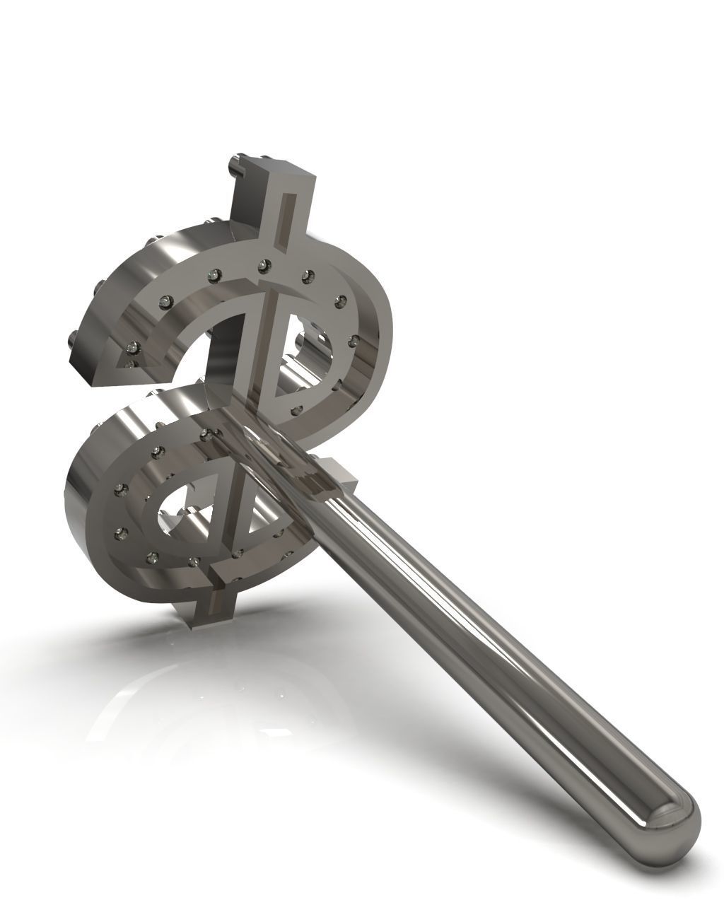 US Dollar currency symbol stud earring 3D Model Collection_12