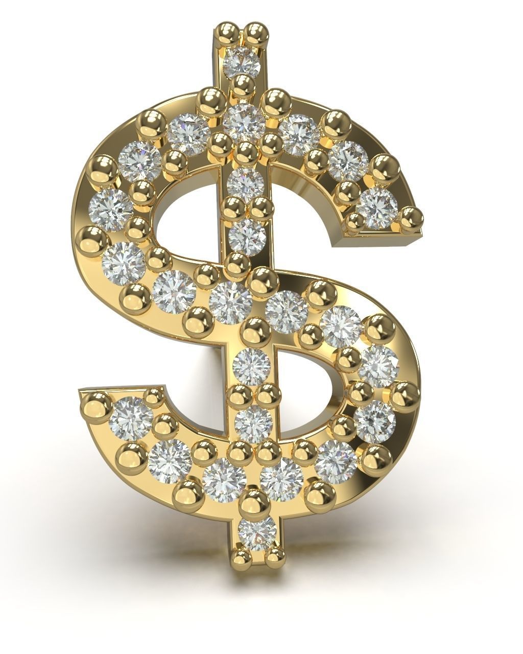 US Dollar currency symbol stud earring 3D Model Collection_13
