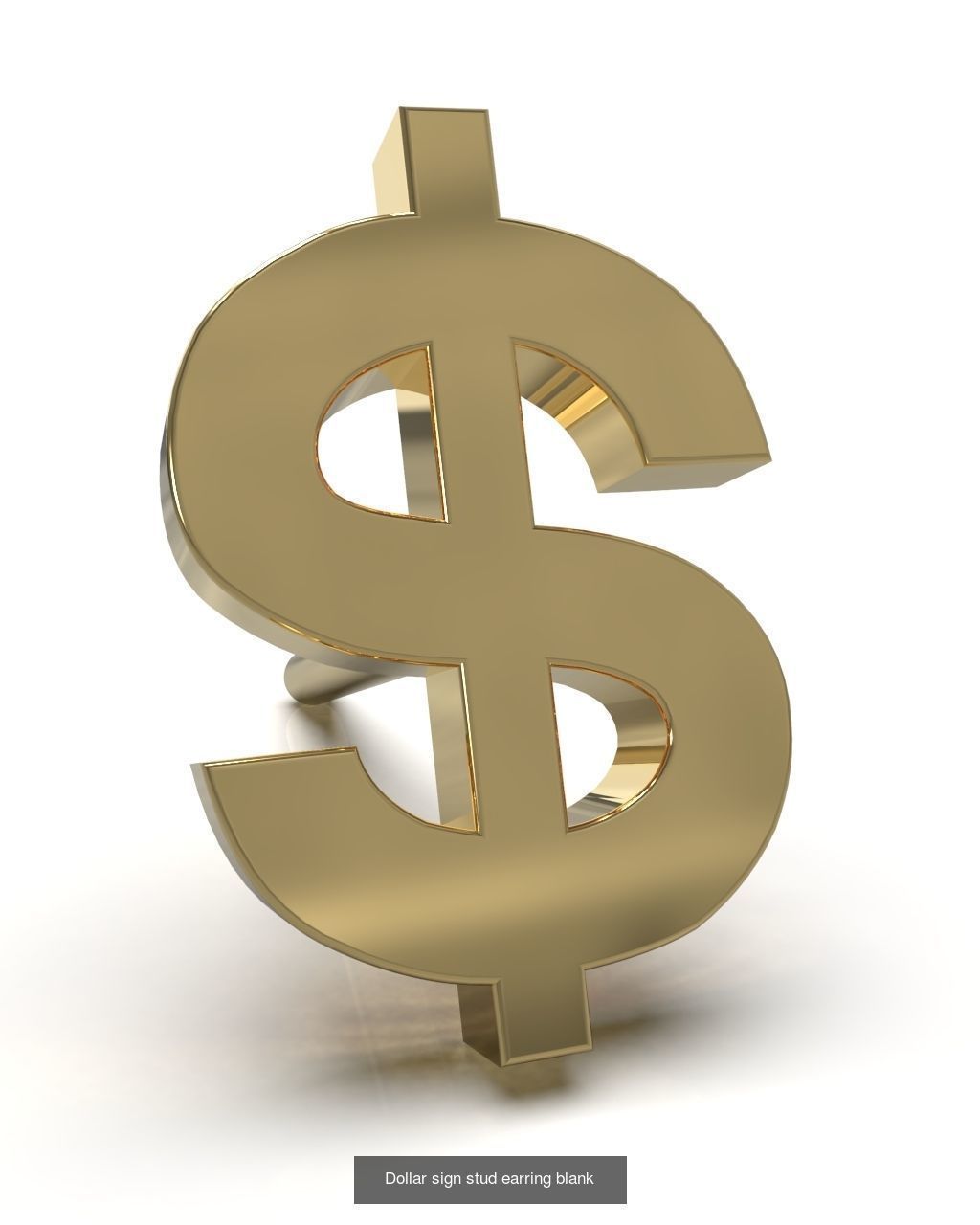 US Dollar currency symbol stud earring 3D Model Collection_1