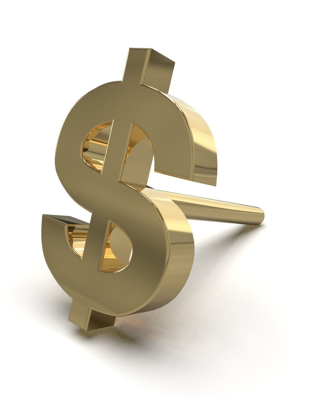 US Dollar currency symbol stud earring 3D Model Collection_4