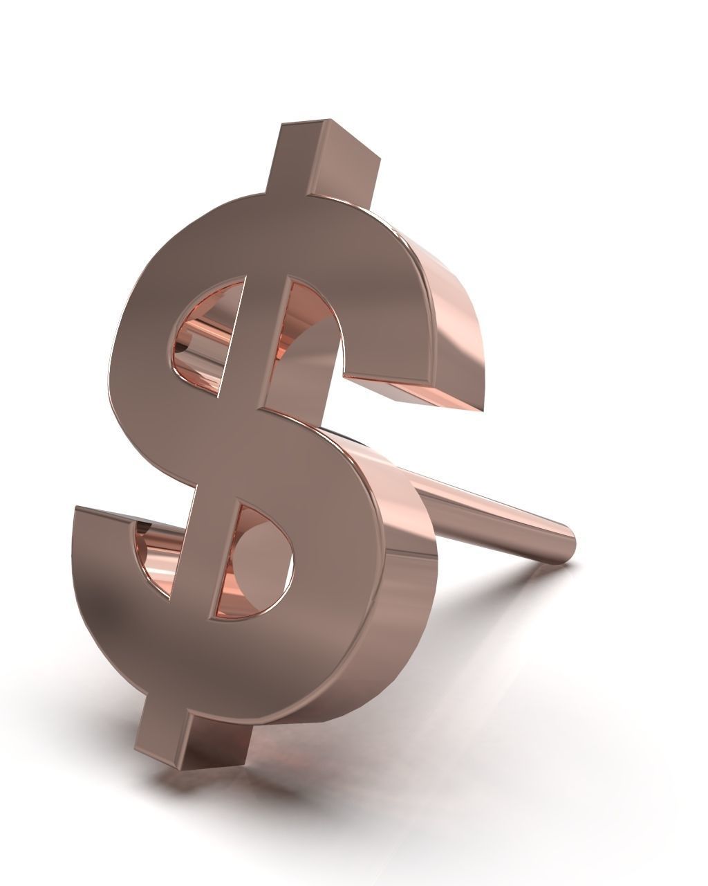 US Dollar currency symbol stud earring 3D Model Collection_6