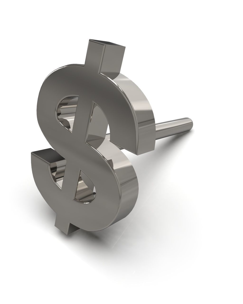 US Dollar currency symbol stud earring 3D Model Collection_5