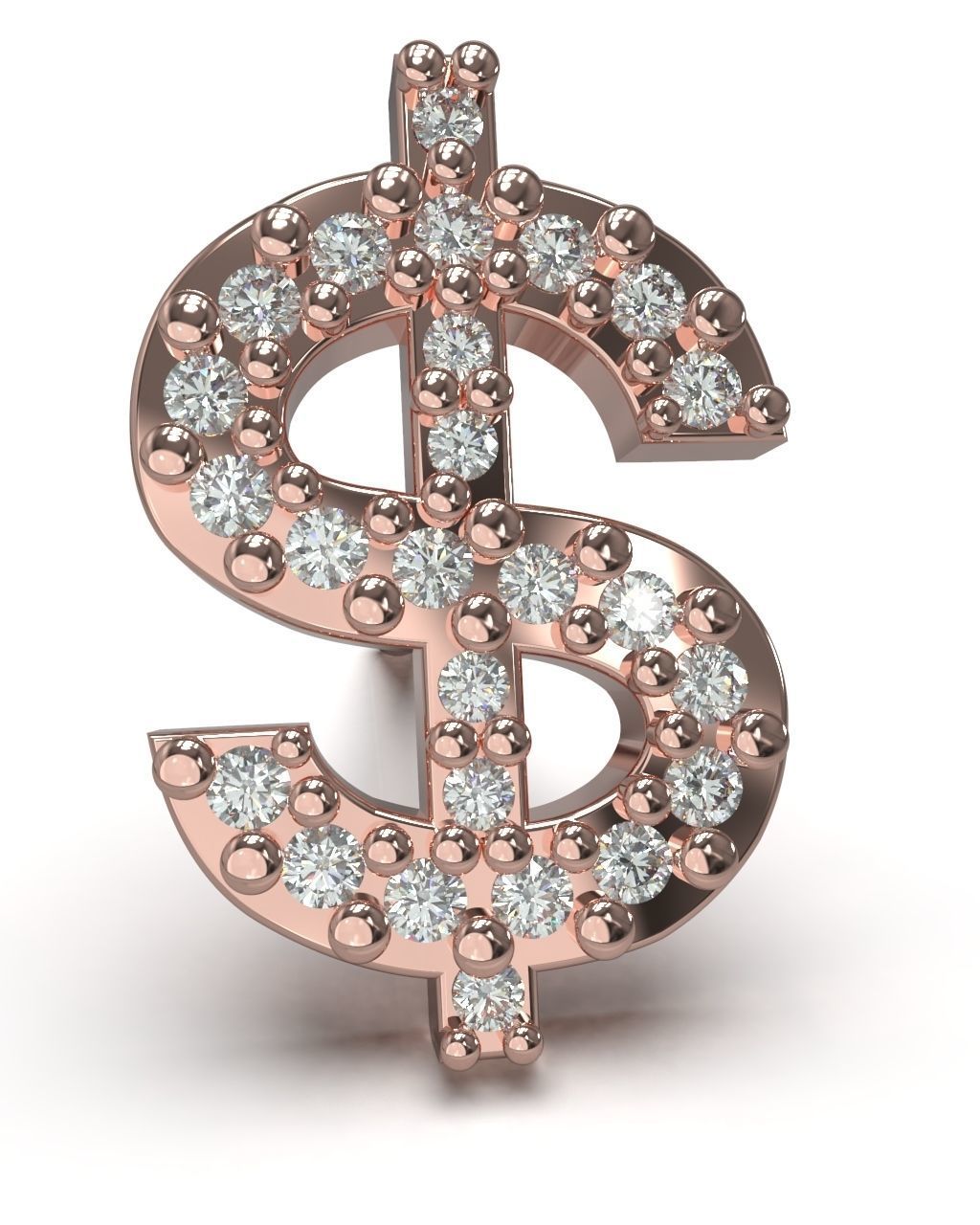 US Dollar currency symbol stud earring 3D Model Collection_14
