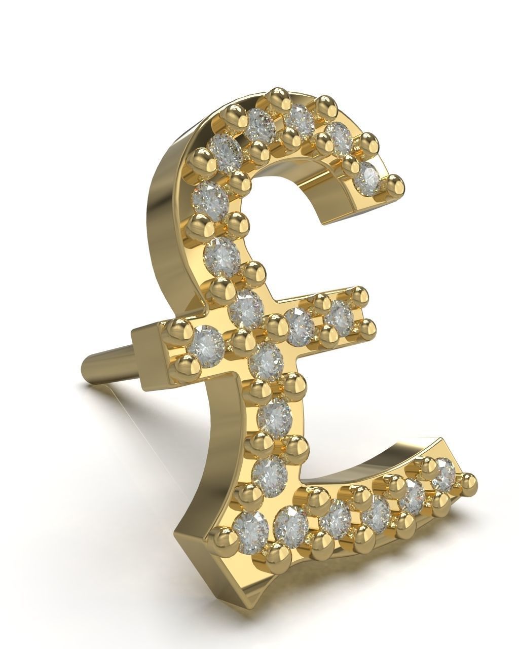 UK Pound currency symbol stud earring 3D Model Collection_16
