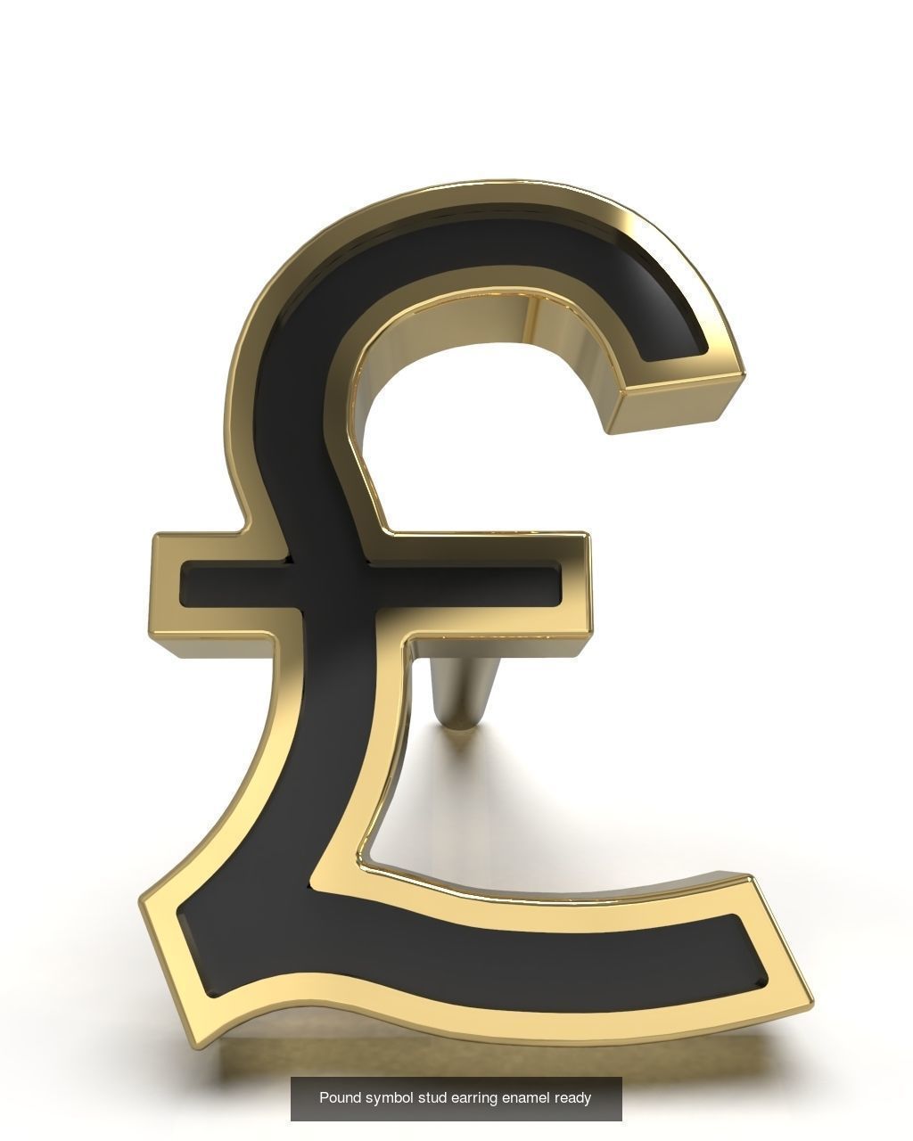 UK Pound currency symbol stud earring 3D Model Collection_2