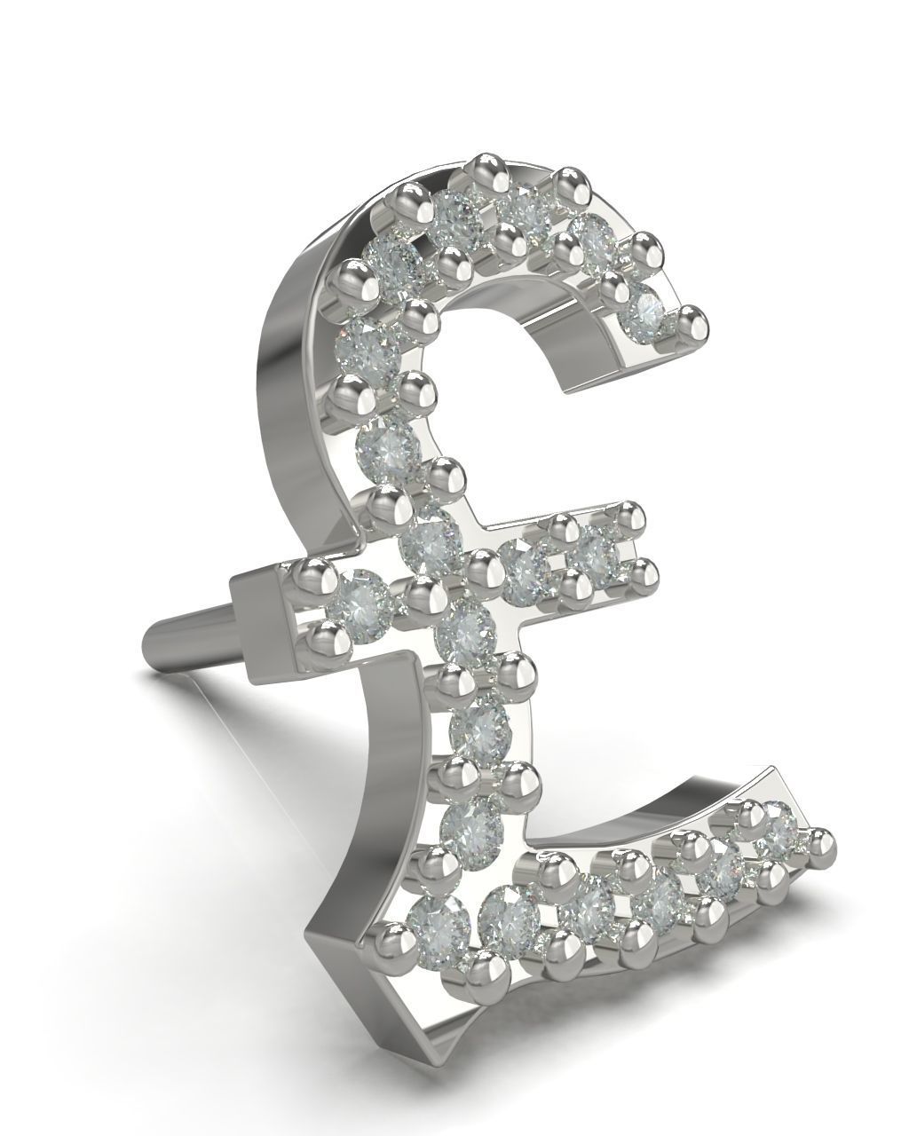 UK Pound currency symbol stud earring 3D Model Collection_14