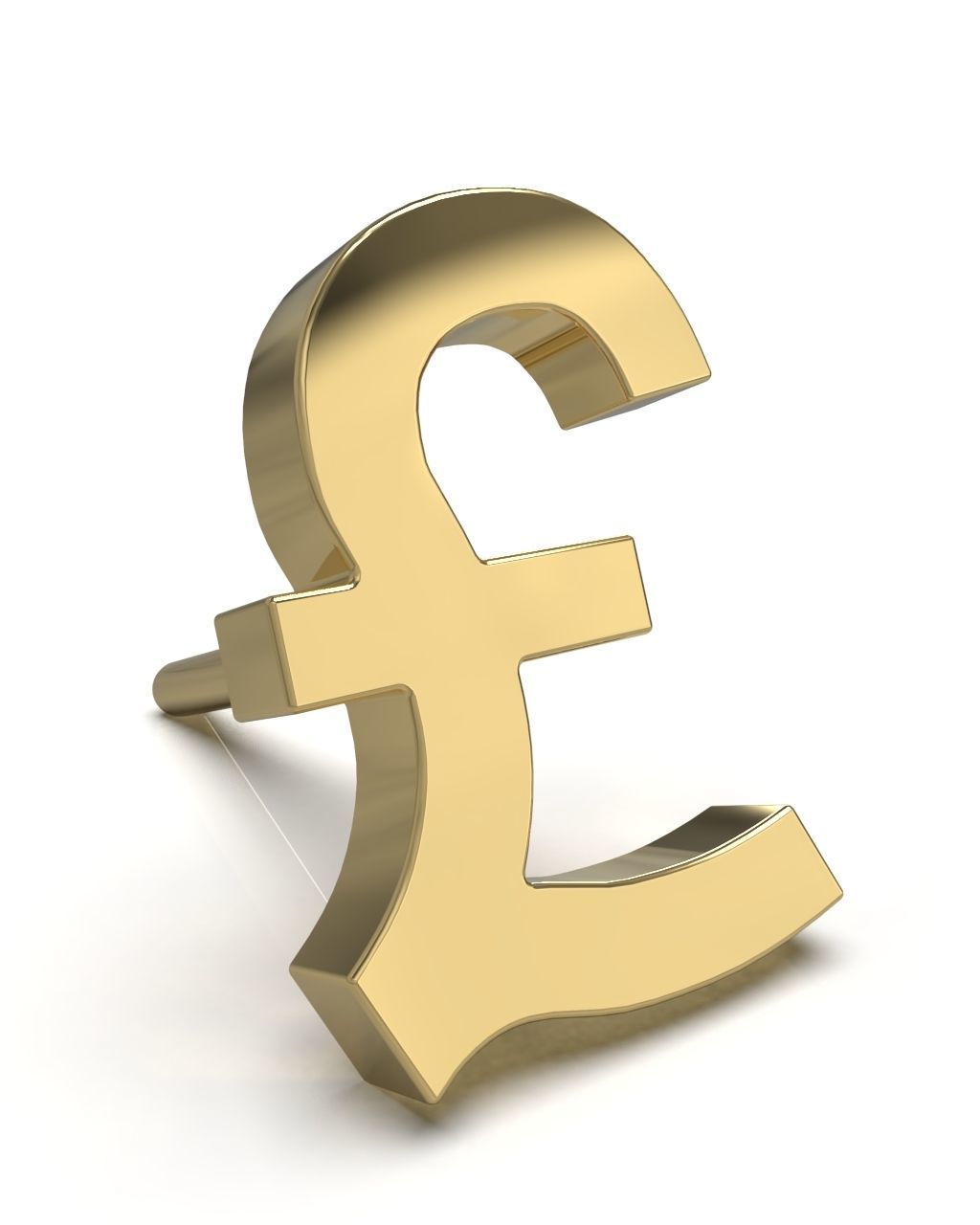 UK Pound currency symbol stud earring 3D Model Collection_6