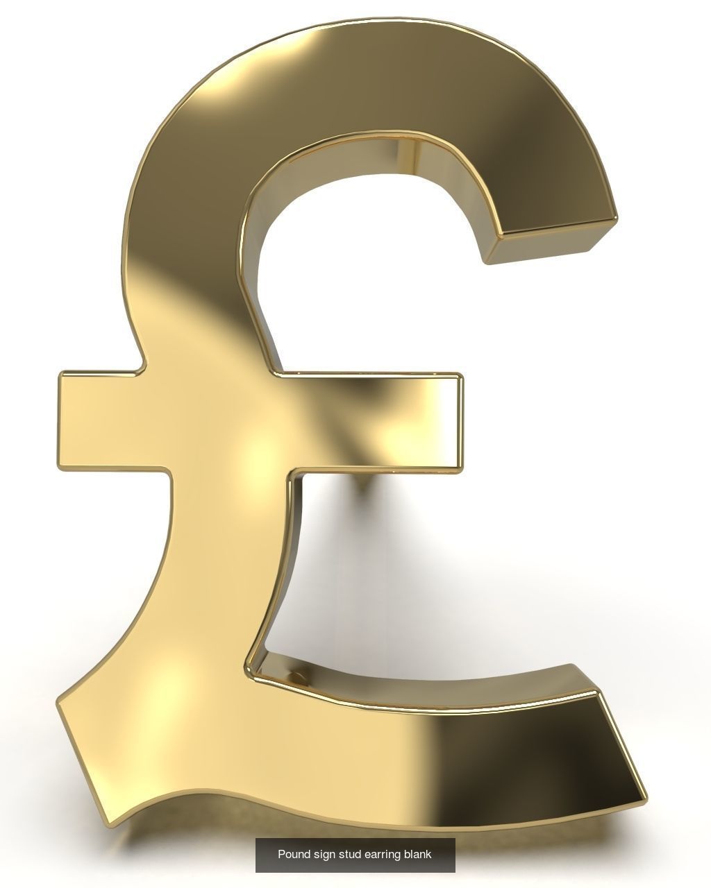 UK Pound currency symbol stud earring 3D Model Collection_1