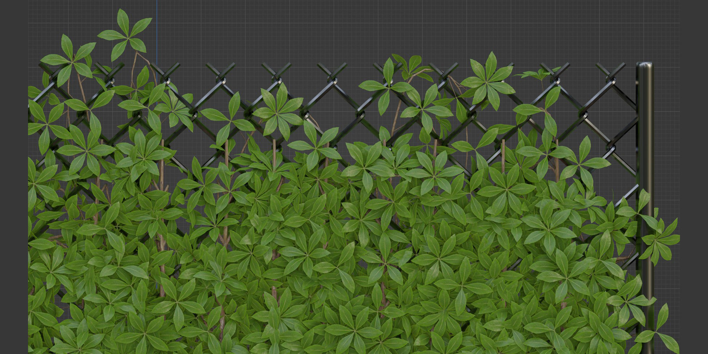 Virginia creeper on fence vol 182-Blender 3D model_7