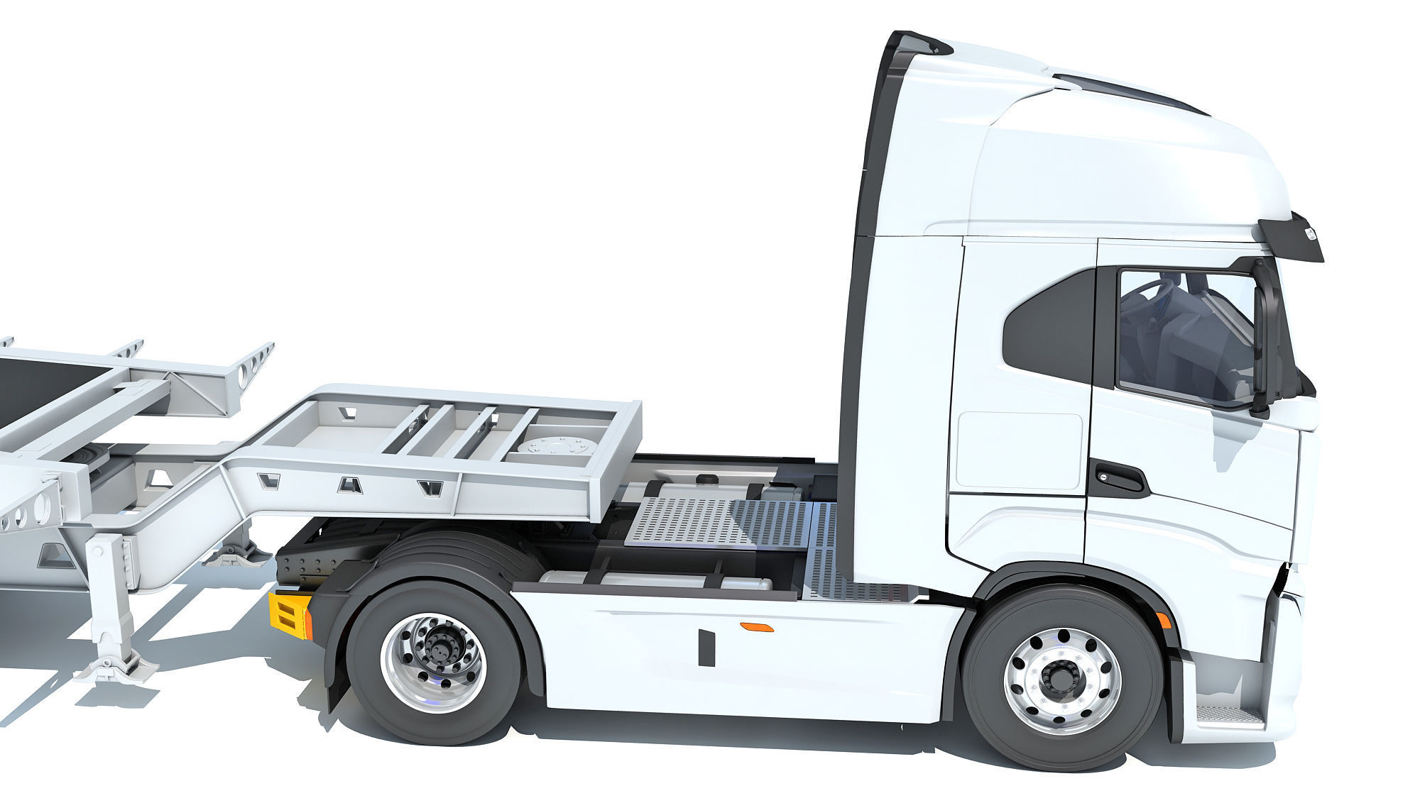 Heavy Truck with Lowboy Trailer 3D model_14