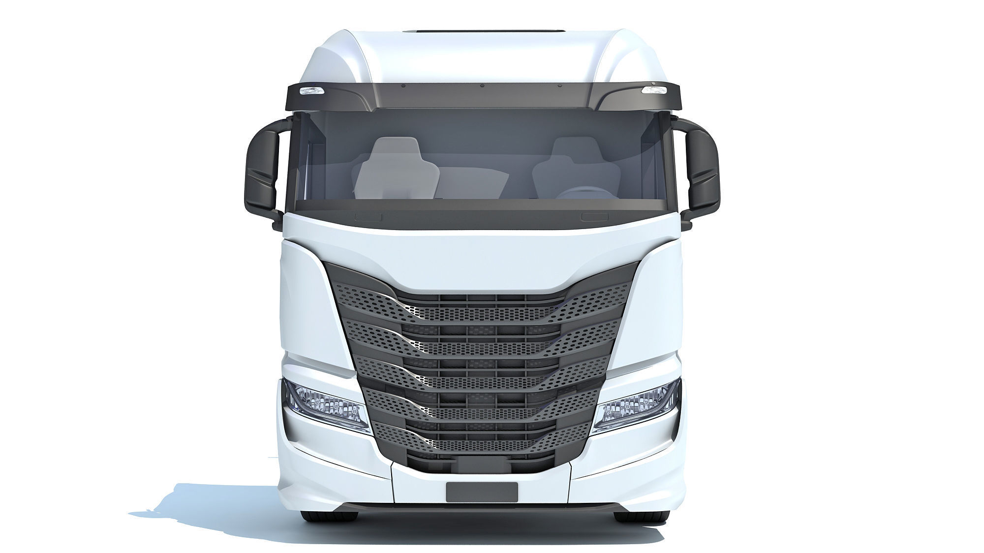 Heavy Truck with Lowboy Trailer 3D model_10