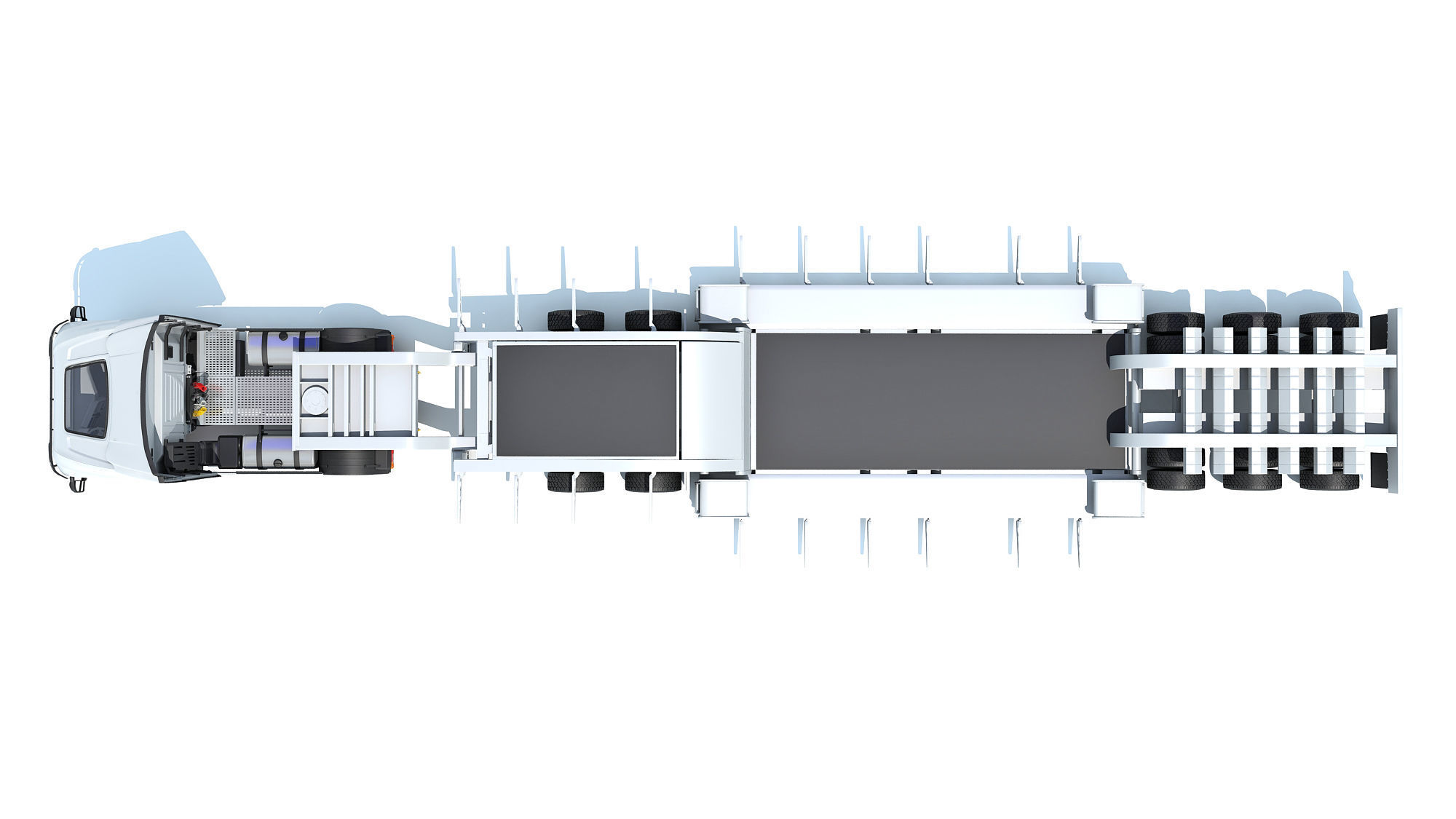 Heavy Truck with Lowboy Trailer 3D model_11