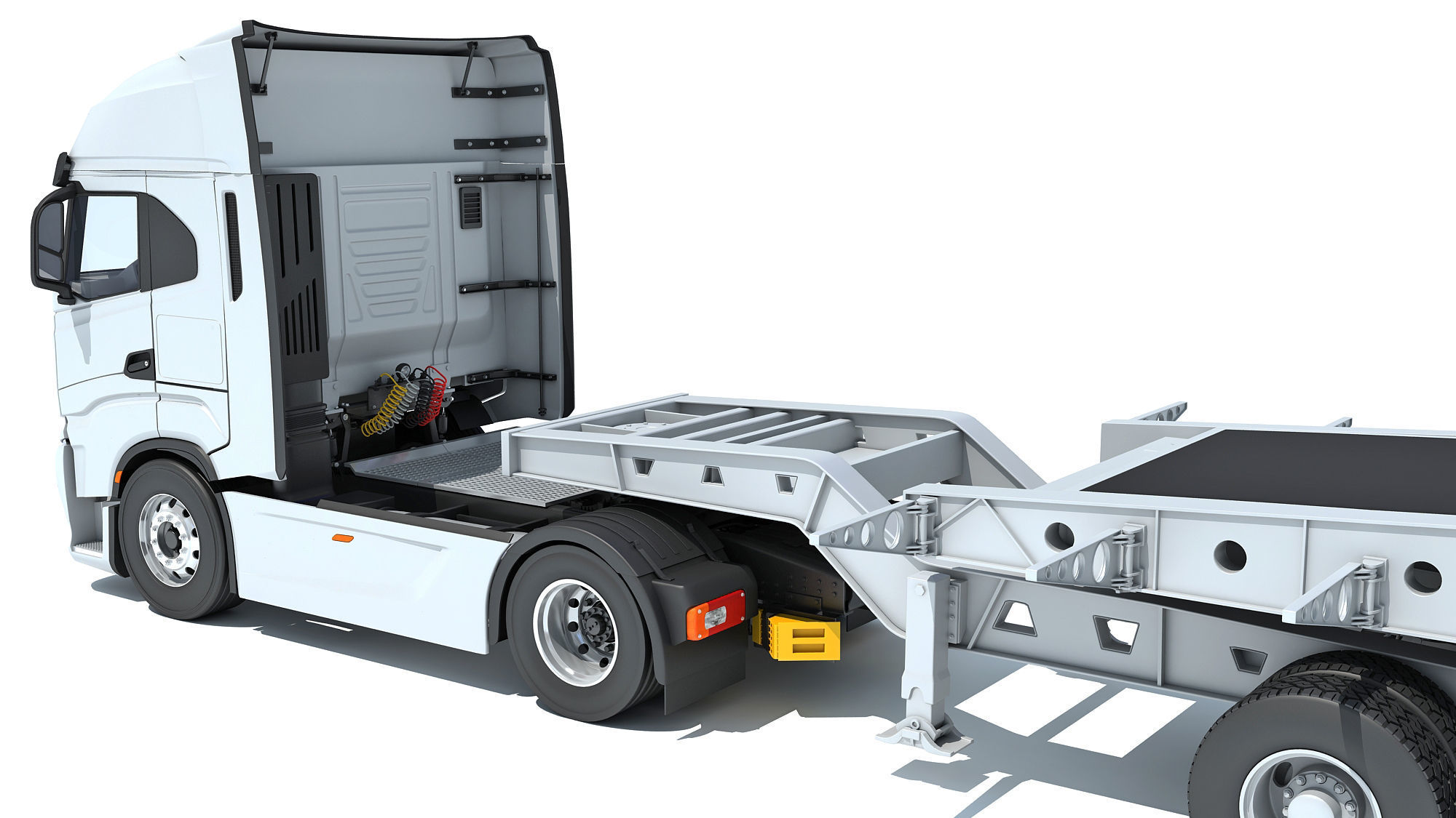 Heavy Truck with Lowboy Trailer 3D model_13