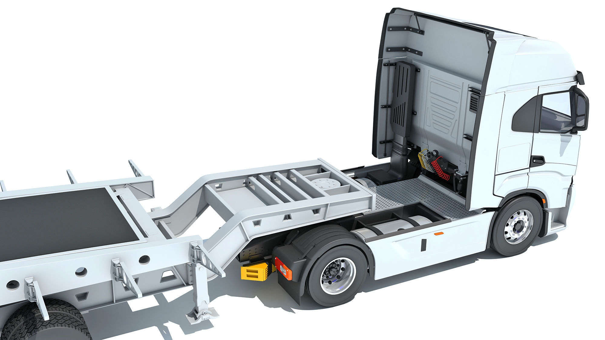 Heavy Truck with Lowboy Trailer 3D model_16