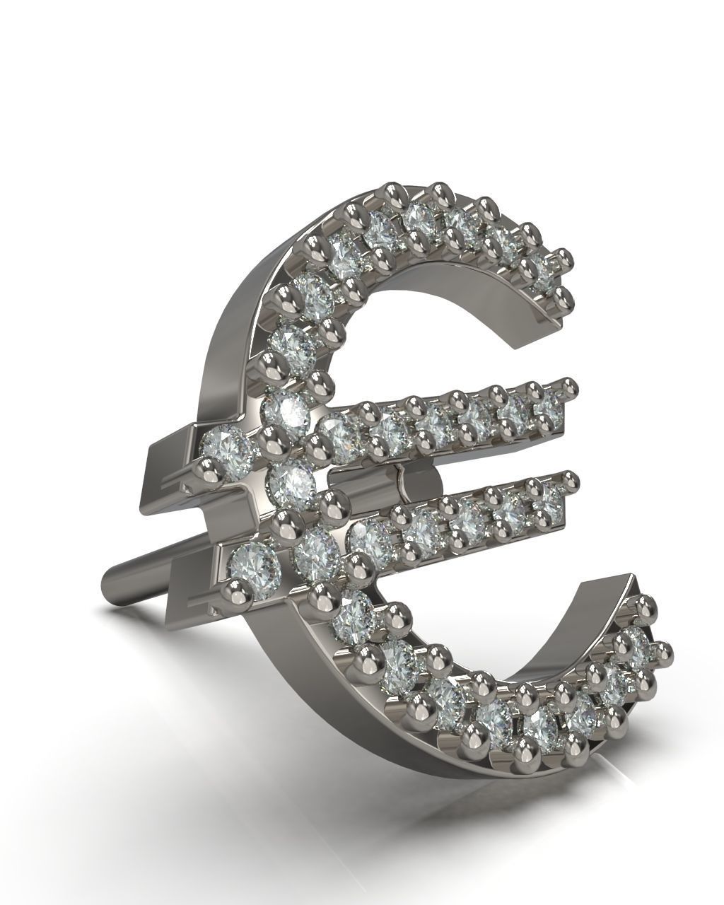European union Euro currency symbol stud earring 3D Model Collection_15