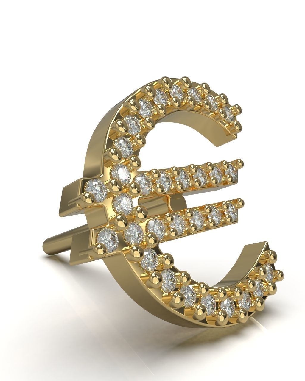 European union Euro currency symbol stud earring 3D Model Collection_14