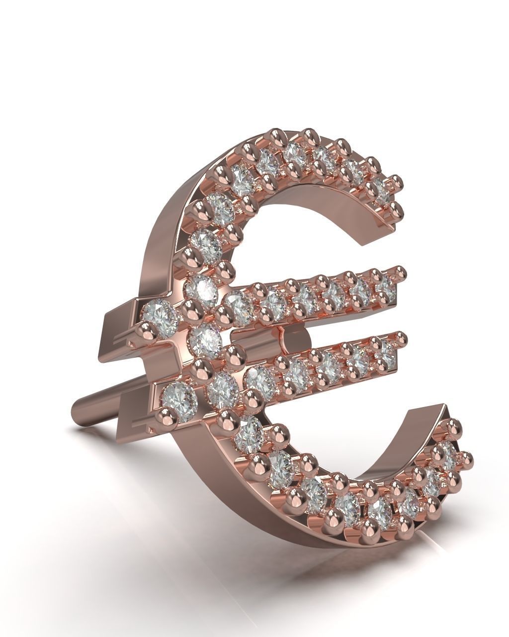 European union Euro currency symbol stud earring 3D Model Collection_16