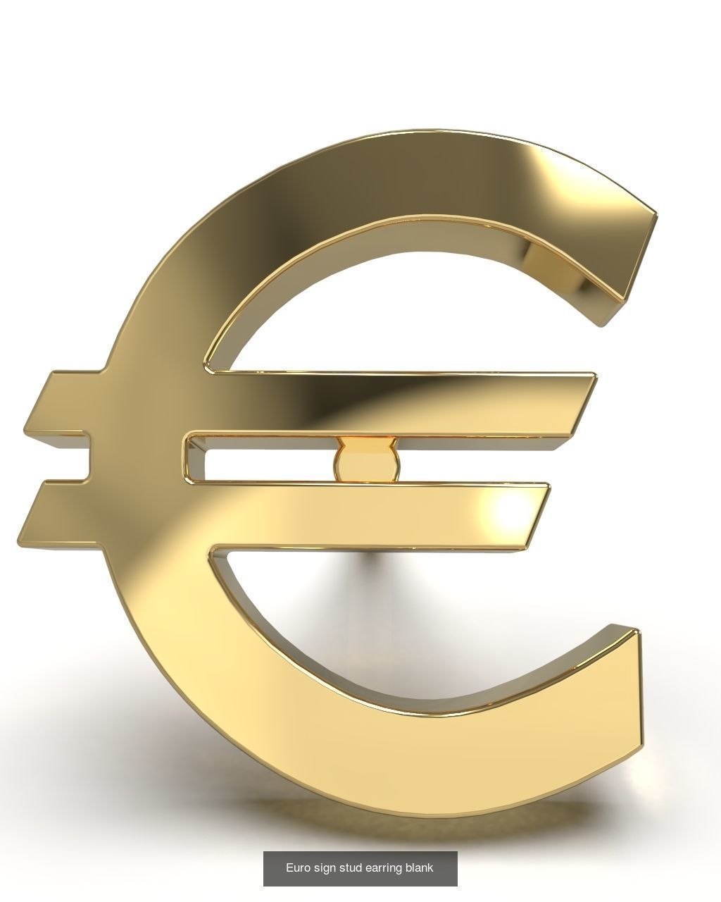 European union Euro currency symbol stud earring 3D Model Collection_1