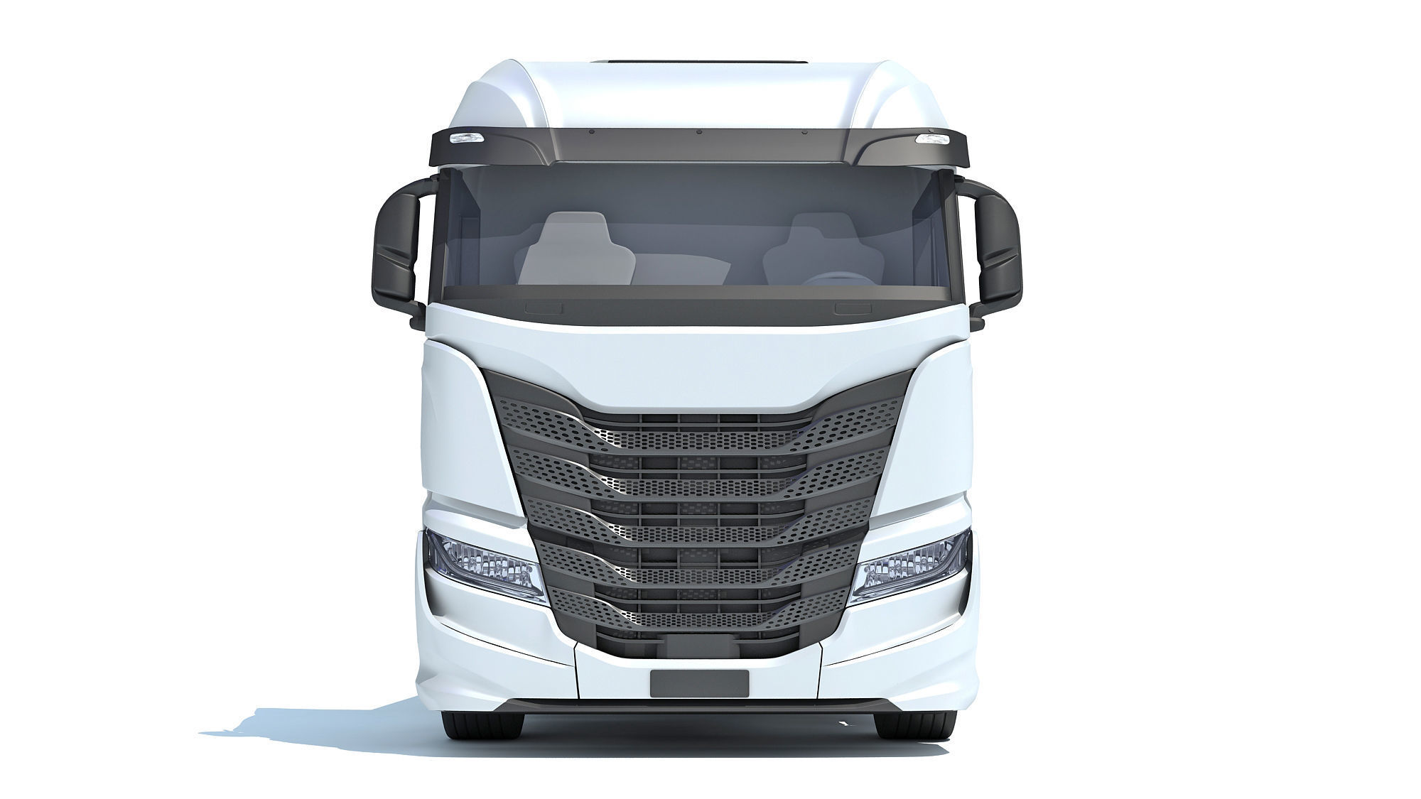 Truck with Platform Trailer 3D model_10