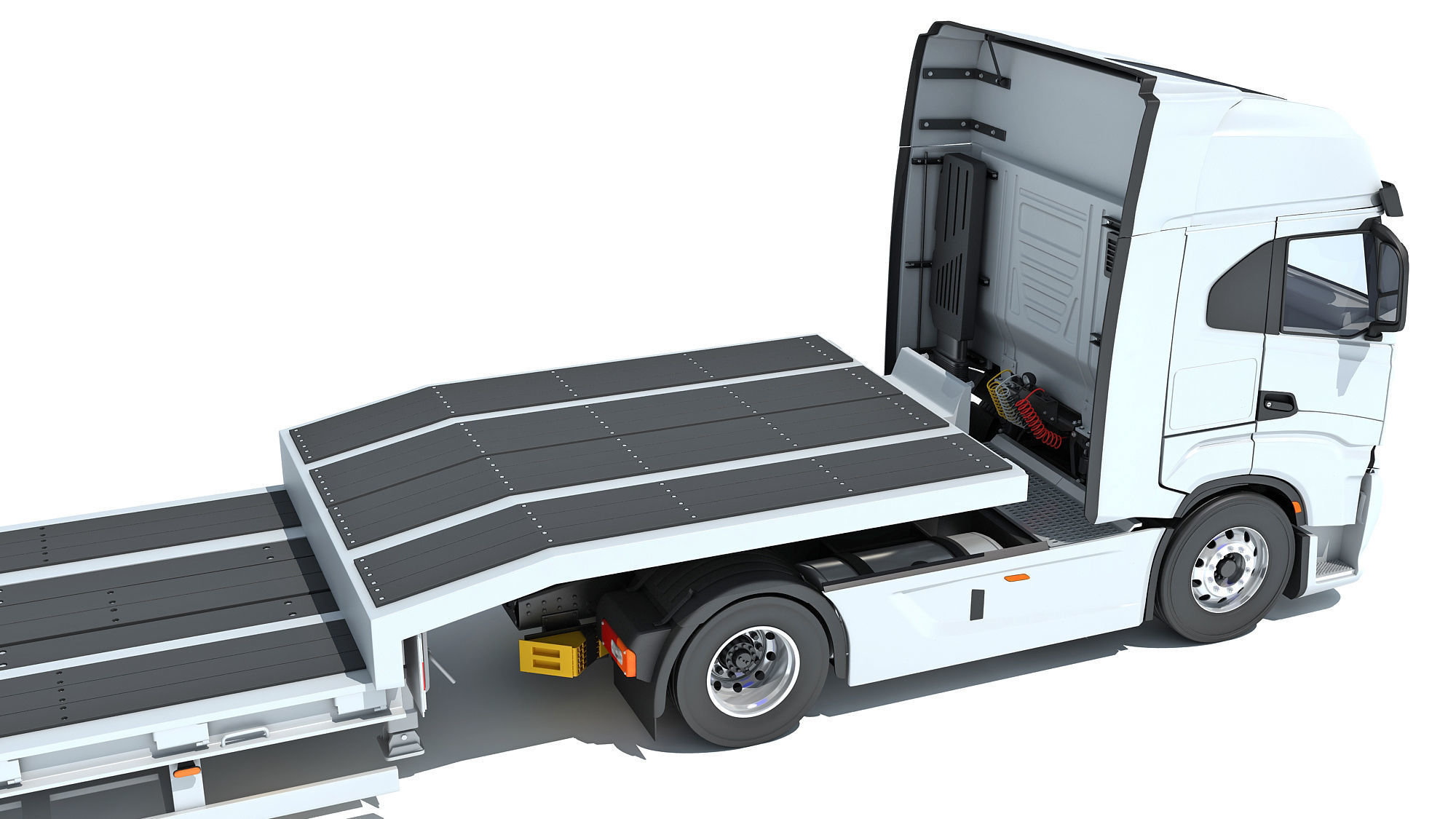 Truck with Platform Trailer 3D model_16