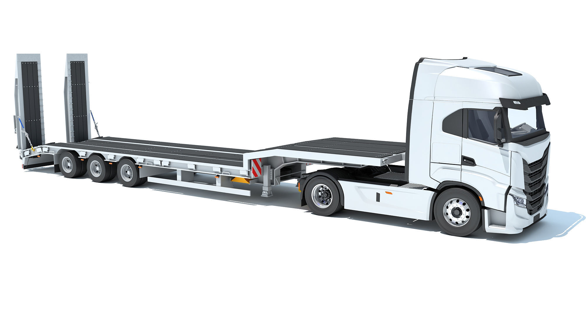 Truck with Platform Trailer 3D model_8