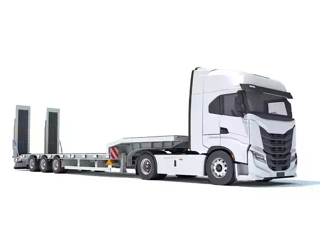 Truck with Platform Trailer 3D model